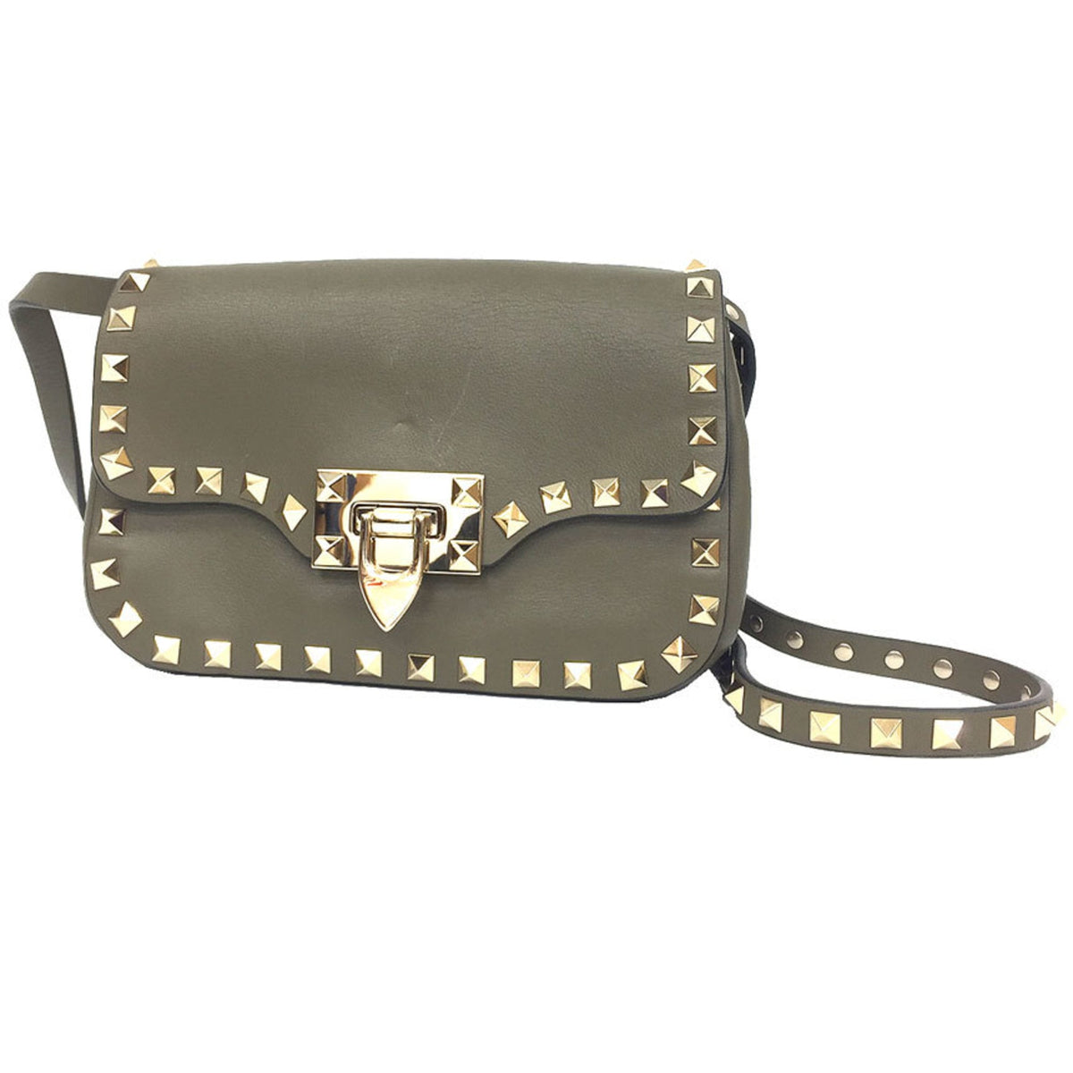 Valentino Garavani Khaki Leather Pochette Shoulder Bag (Pre-Owned)