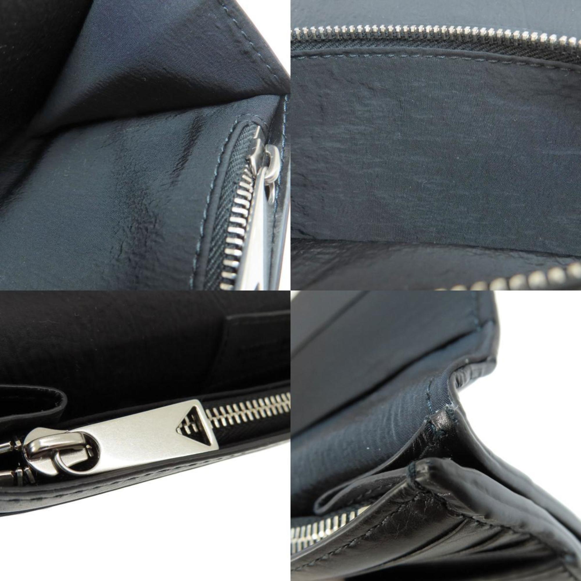 Bottega Veneta Black Leather Long Wallet (Bi-Fold) (Pre-Owned)