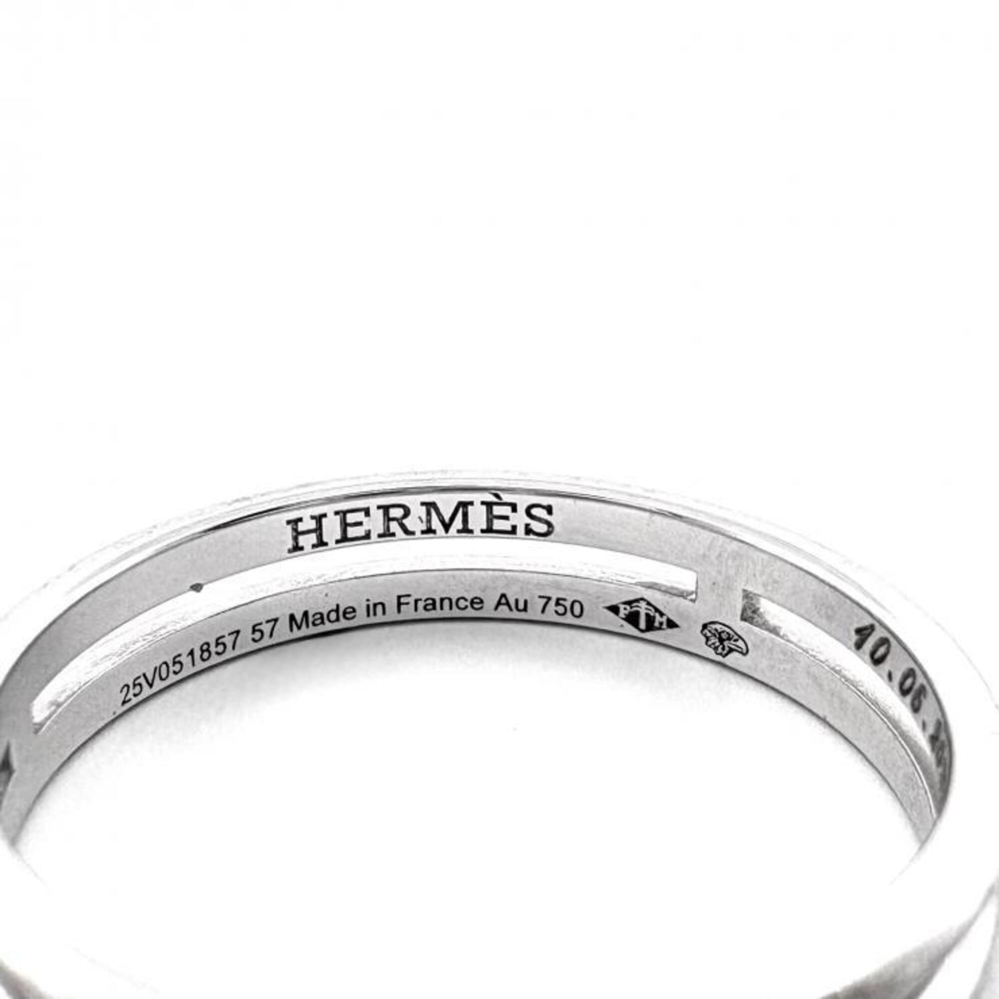 Hermes Silver White Gold (18K) Band Ring (Pre-Owned)