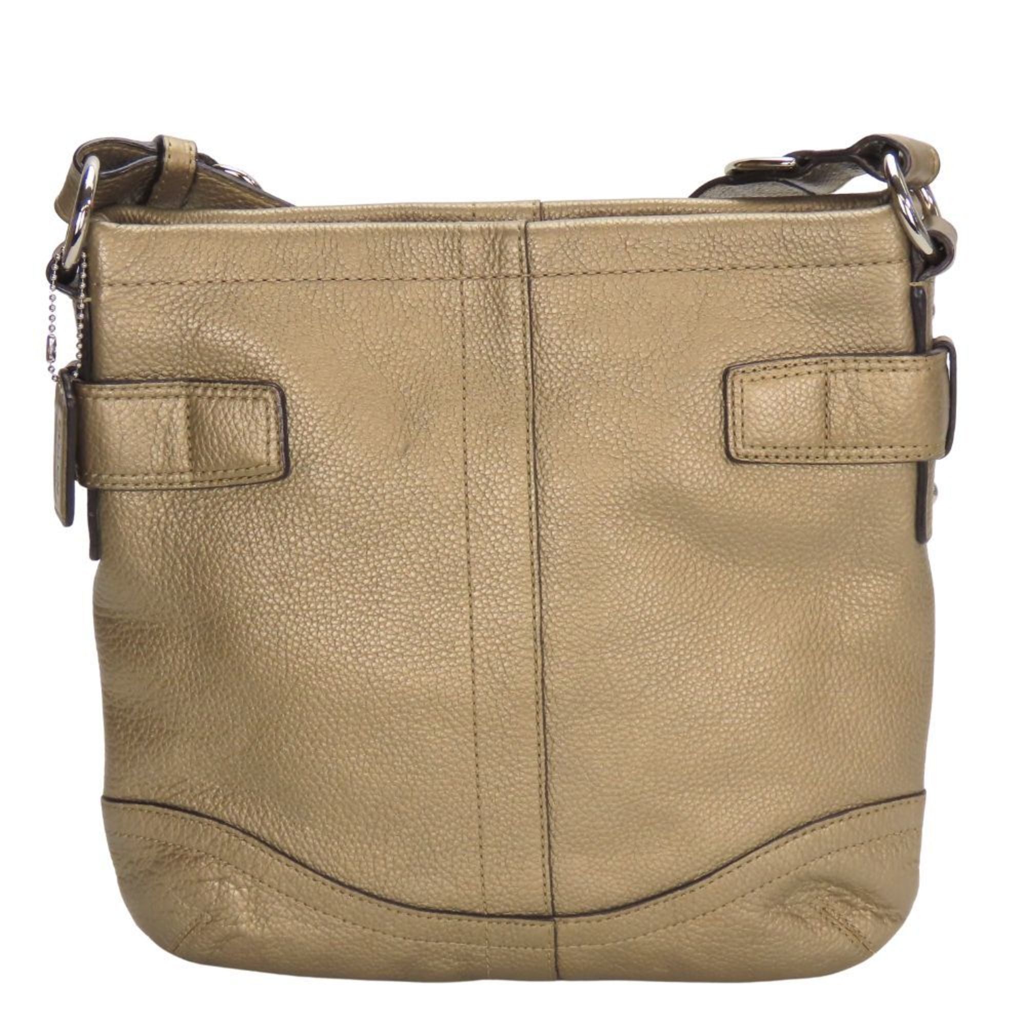 Coach Gold Brown Leather Shoulder Bag (Pre-Owned)