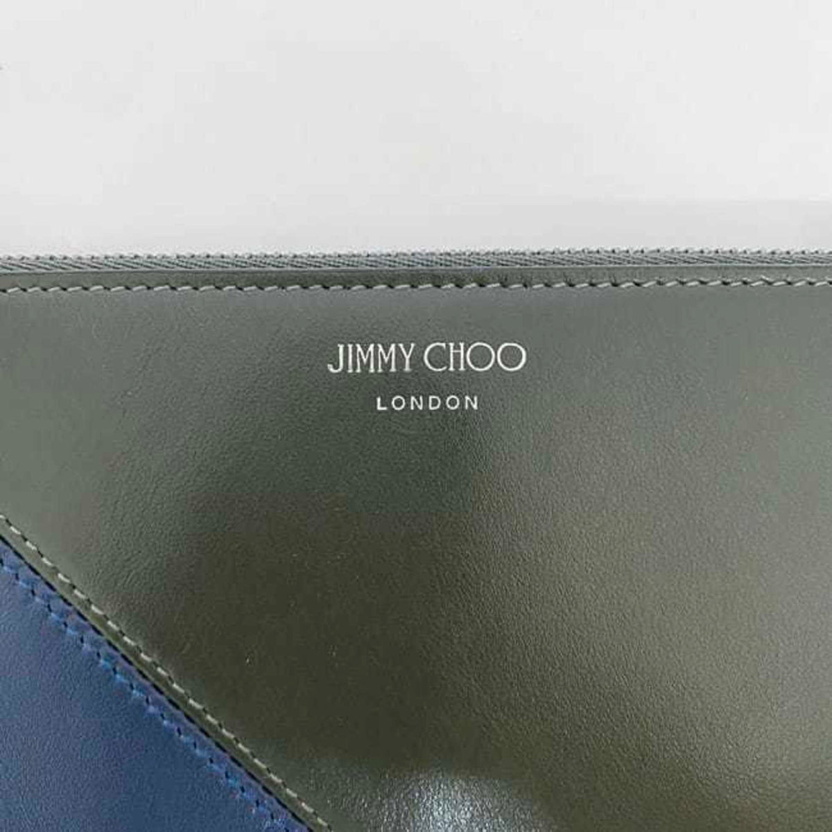 Jimmy Choo Khaki Navy Leather Coin Purse/Coin Case (Pre-Owned)