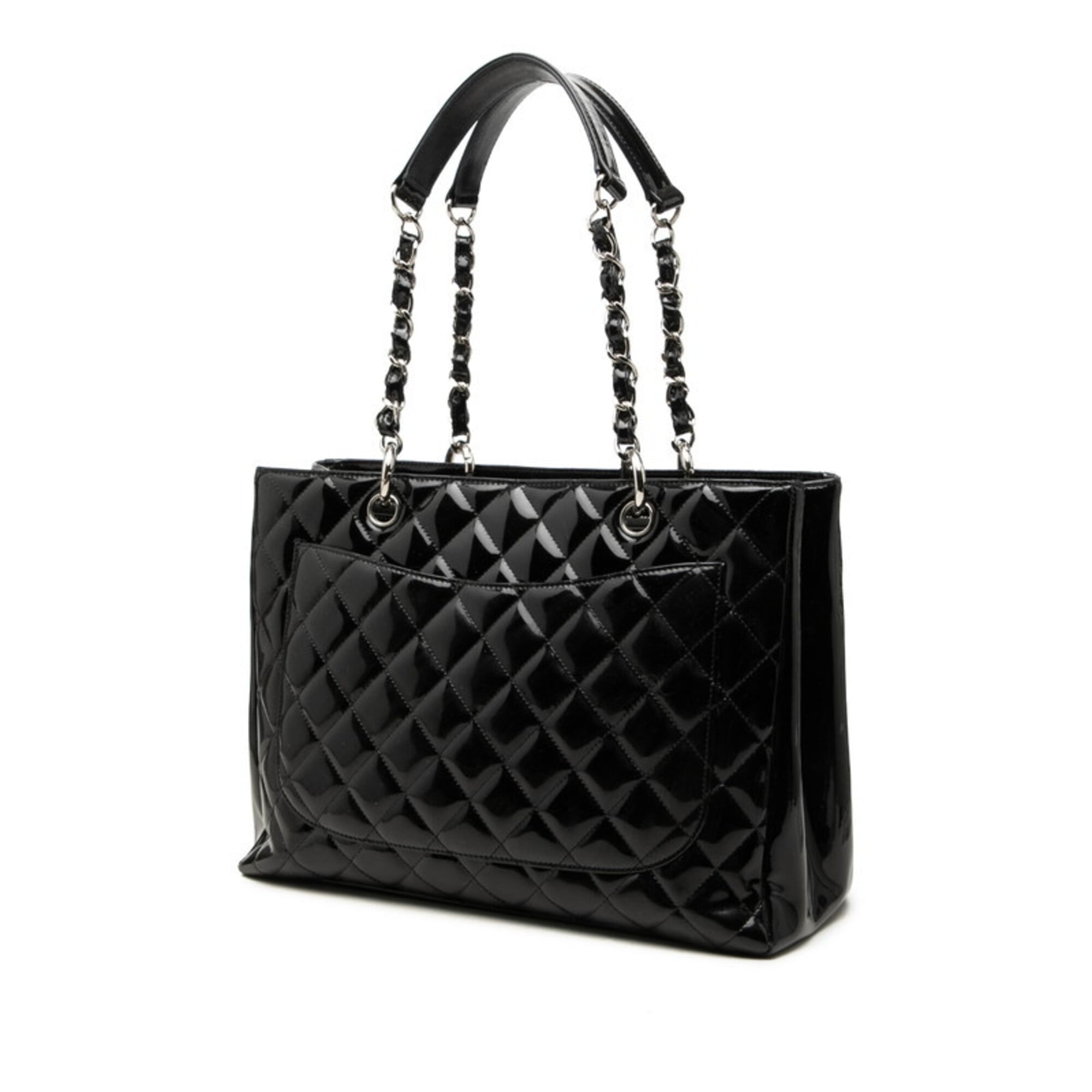 Chanel Matelasse Black Patent Leather Handbag Tote Bag (Pre-Owned)