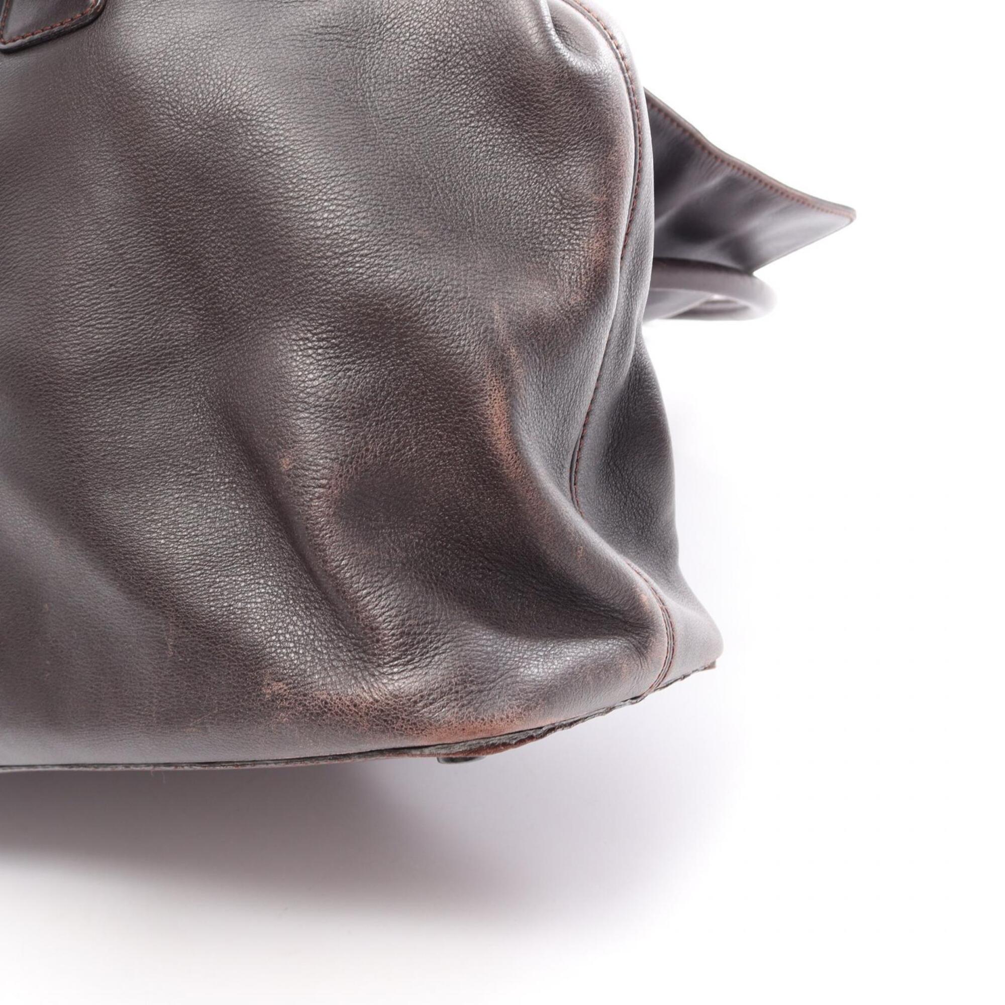 Chanel Brown Leather Handbag Tote Bag (Pre-Owned)