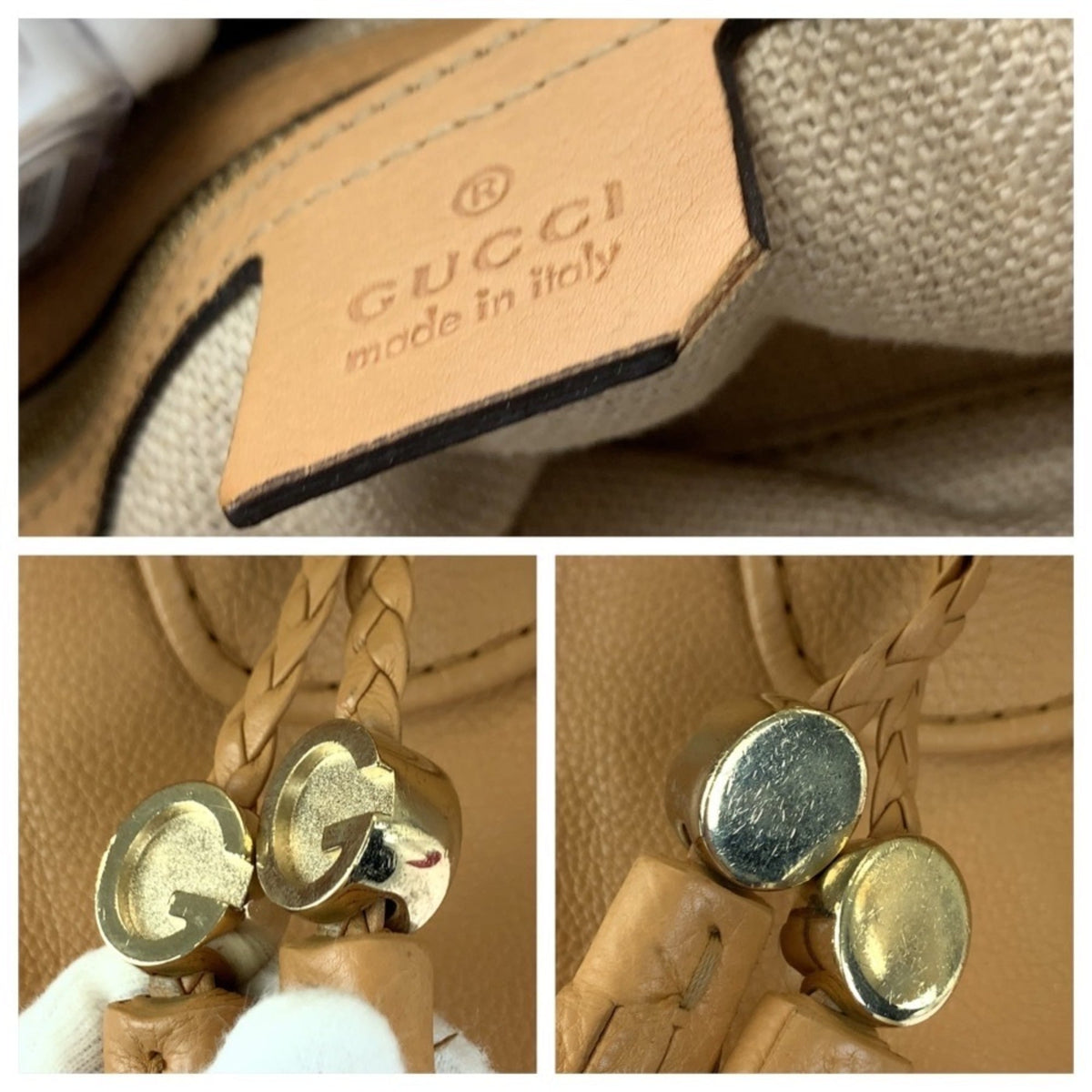 Gucci Light Brown Leather Shoulder Bag Tote Bag (Pre-Owned)