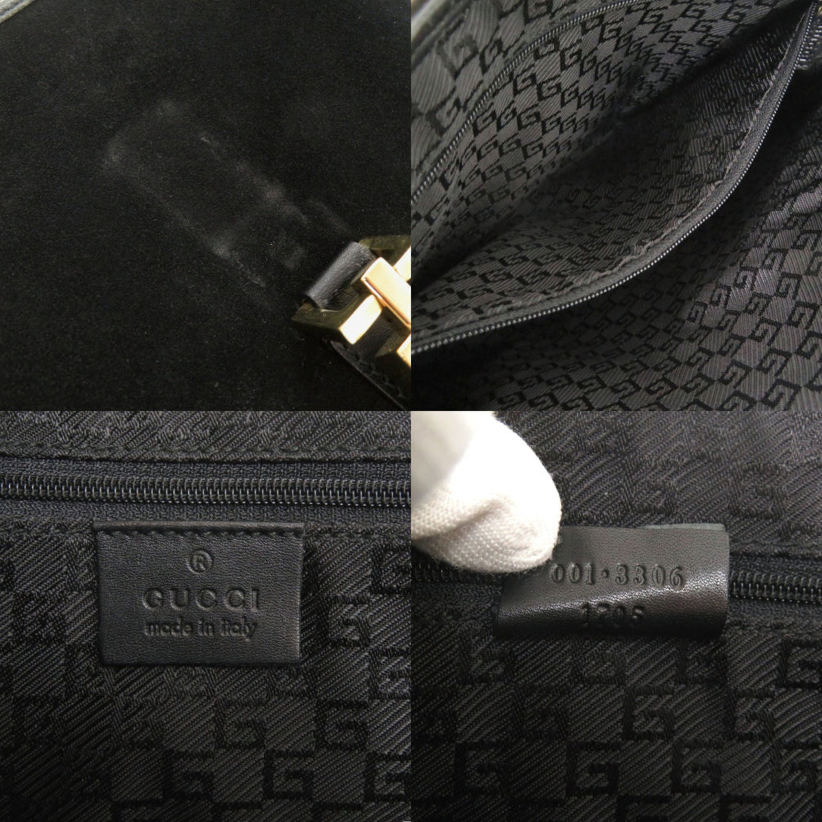Gucci Black Suede Leather Handbag Shoulder Bag (Pre-Owned)