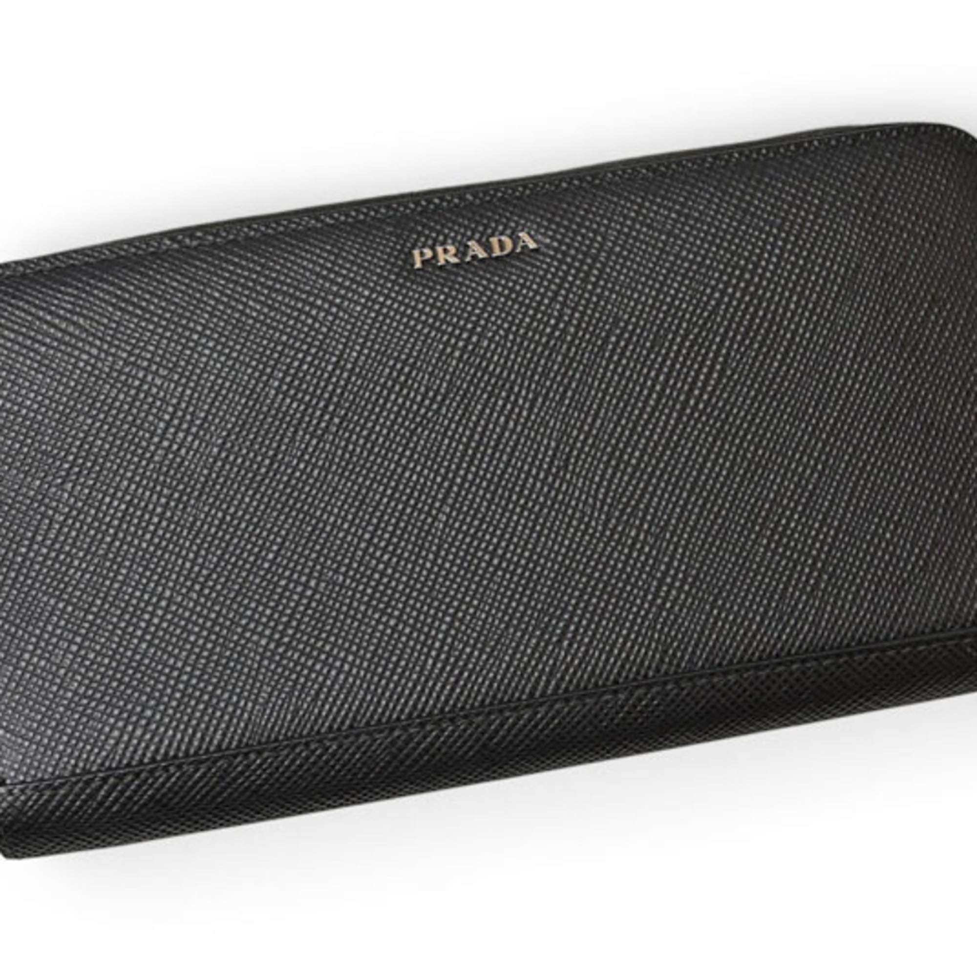Prada Saffiano Black Leather Long Wallet (Bi-Fold) (Pre-Owned)
