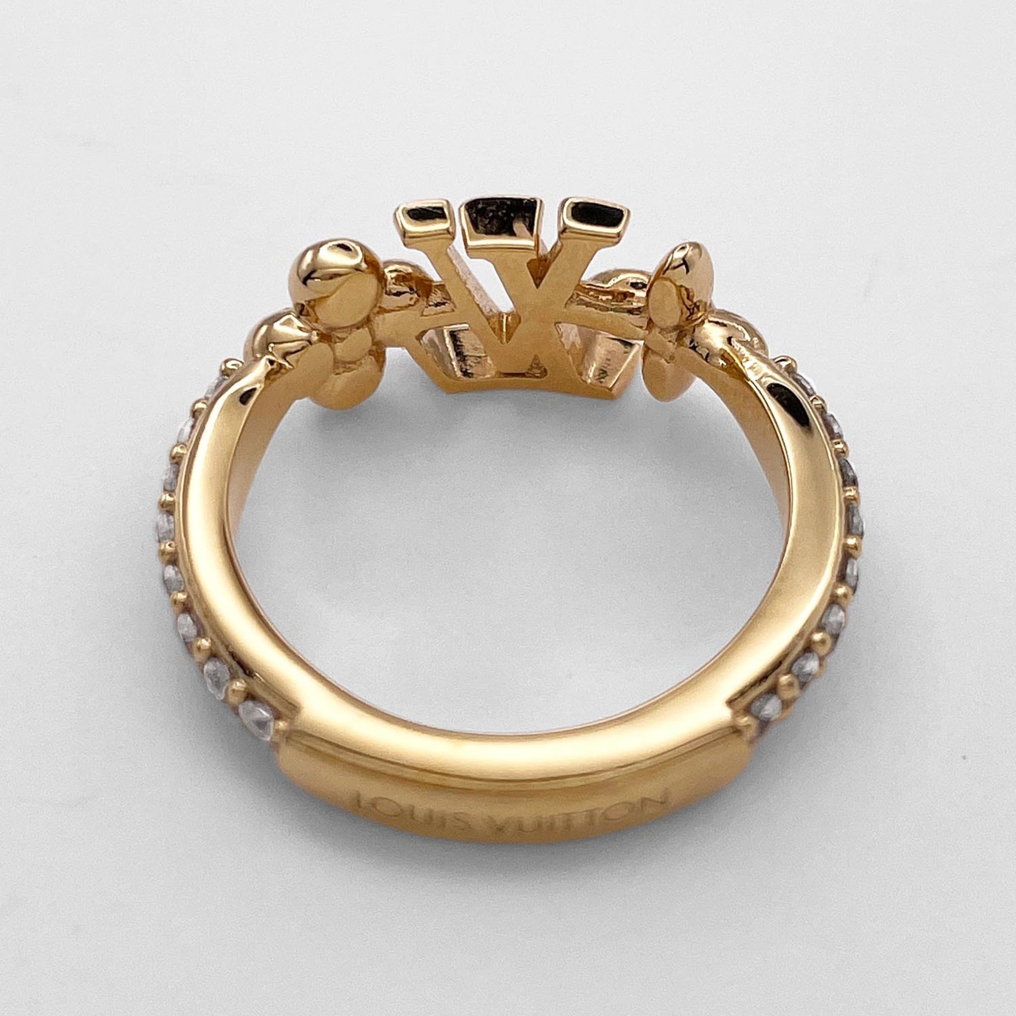 Louis Vuitton Metal Rhinestone Band Ring (Pre-Owned)