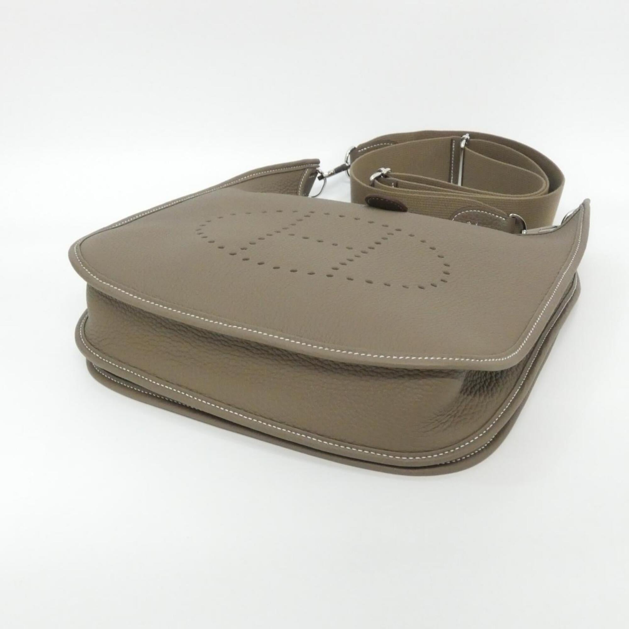 Hermes Beige Etoupe Gray Taurillon Clemence Leather Shoulder Bag (Pre-Owned)
