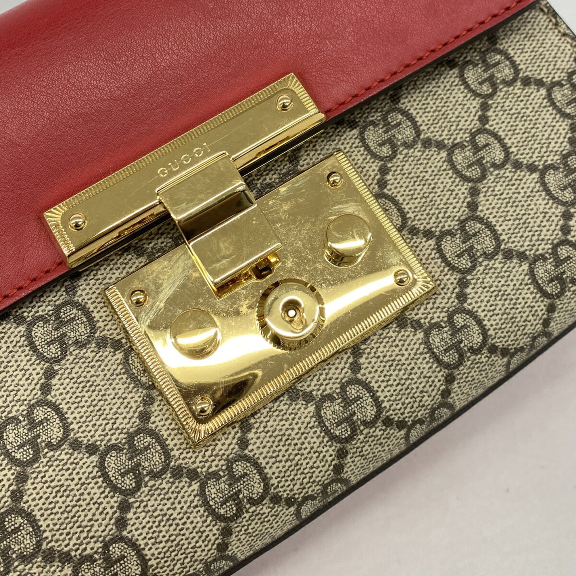 Gucci Brown Red Color Pvc Shoulder Bag (Pre-Owned)