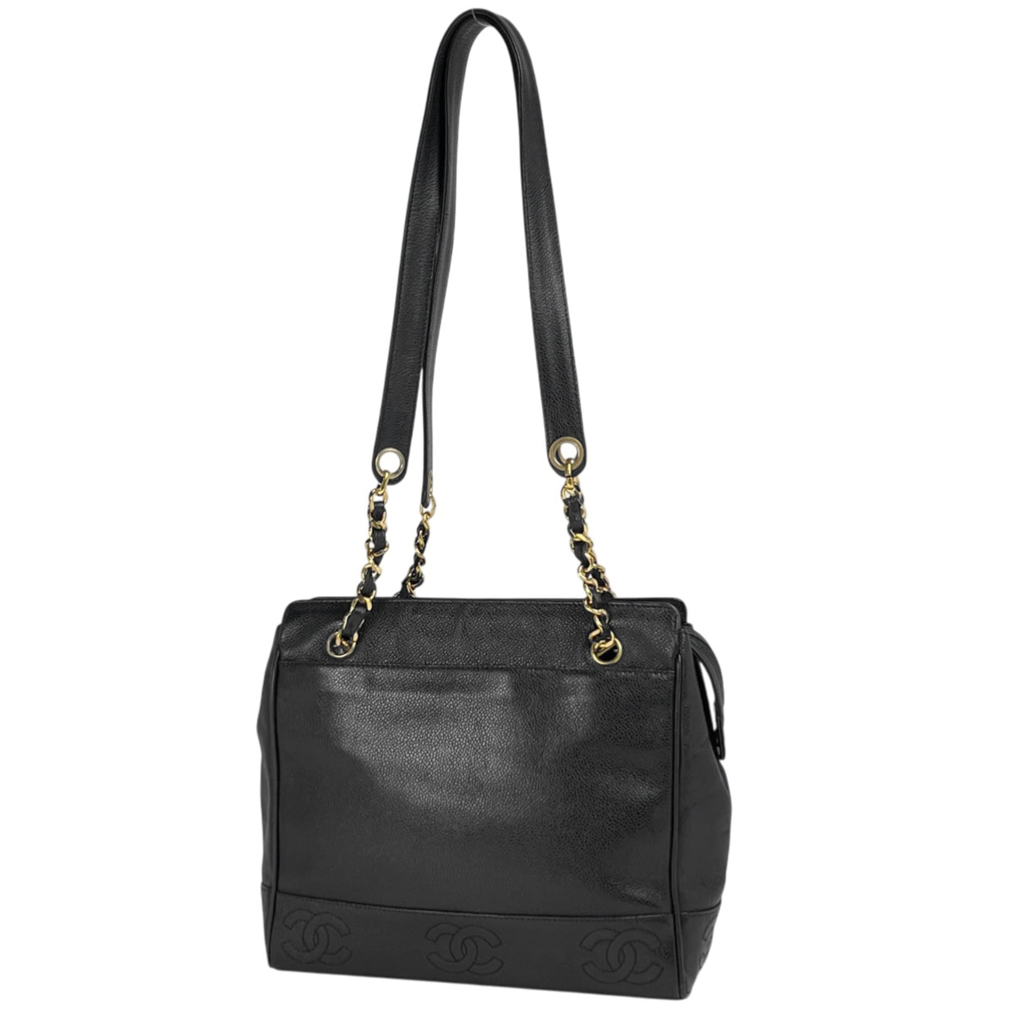Chanel Black Grained Calfskin Shoulder Bag Tote Bag (Pre-Owned)