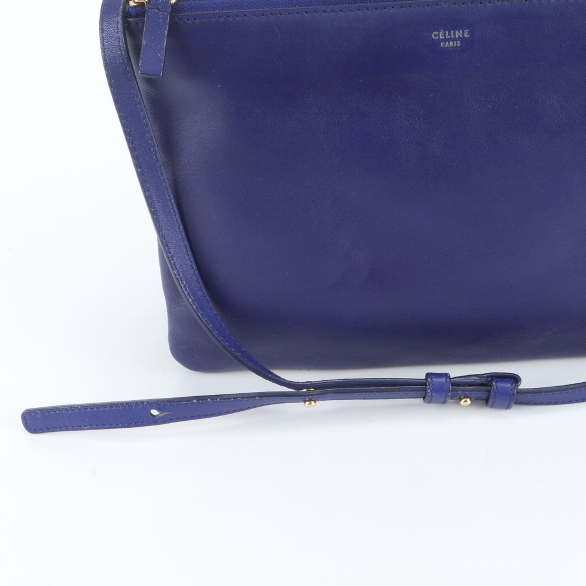 Celine Navy Leather Handbag Shoulder Bag Tote Bag (Pre-Owned)
