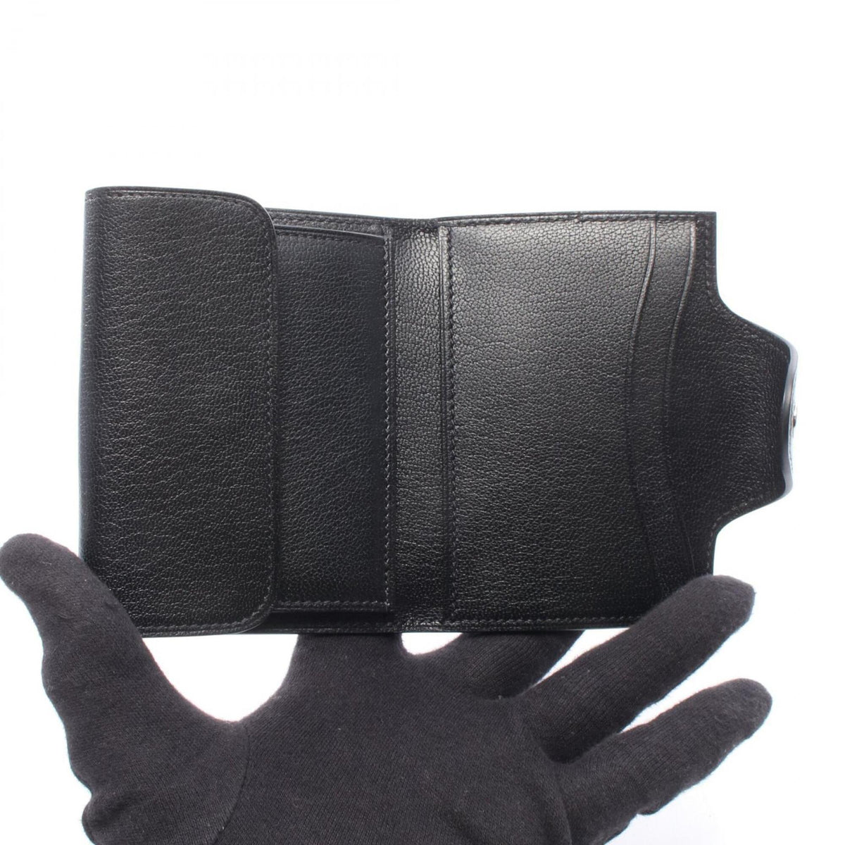 Hermes Black Leather Wallet (Tri-Fold) (Pre-Owned)