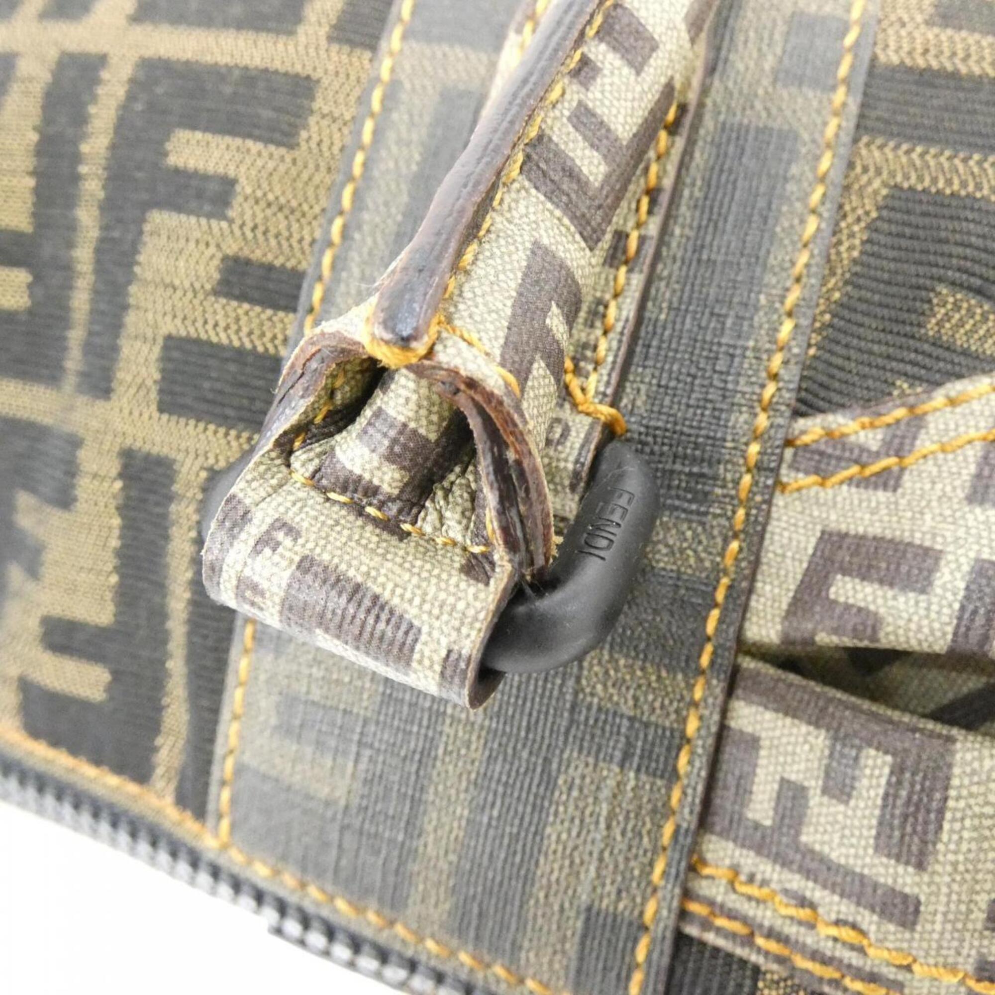 Fendi Beige Canvas Coated Canvas Handbag (Pre-Owned)