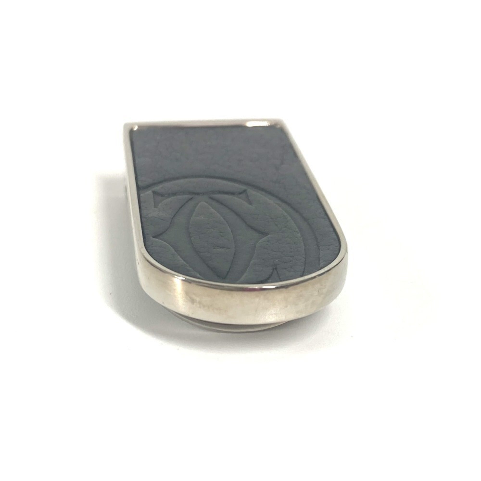 Cartier Silver Black Stainless Steel Leather Money Clip (Pre-Owned)
