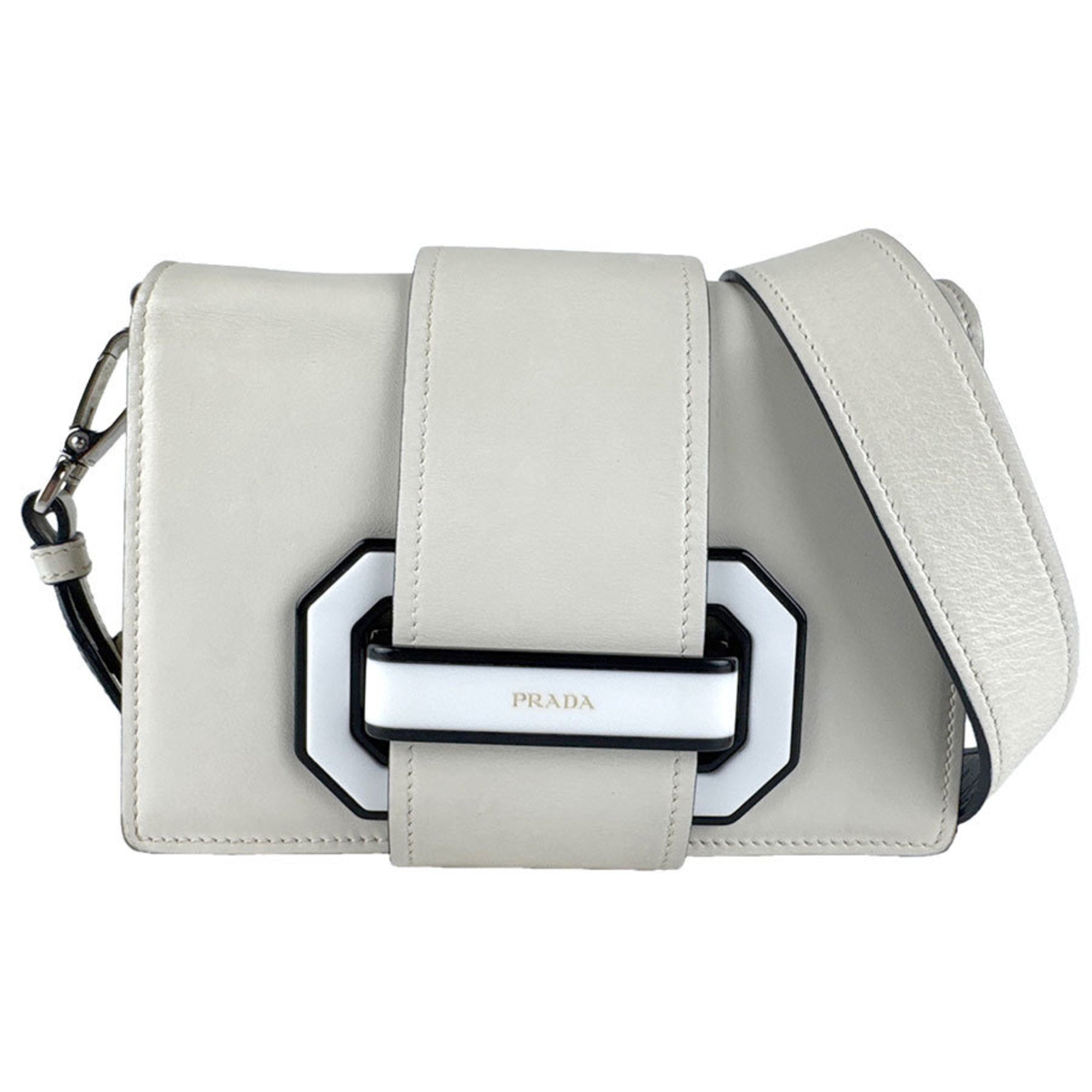 Prada Ivory Leather Shoulder Bag (Pre-Owned)