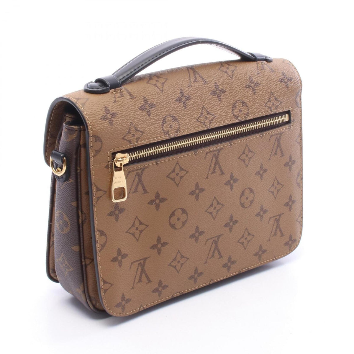 Louis Vuitton Black Brown Coated Canvas Leather Handbag Pochette (Pre-Owned)
