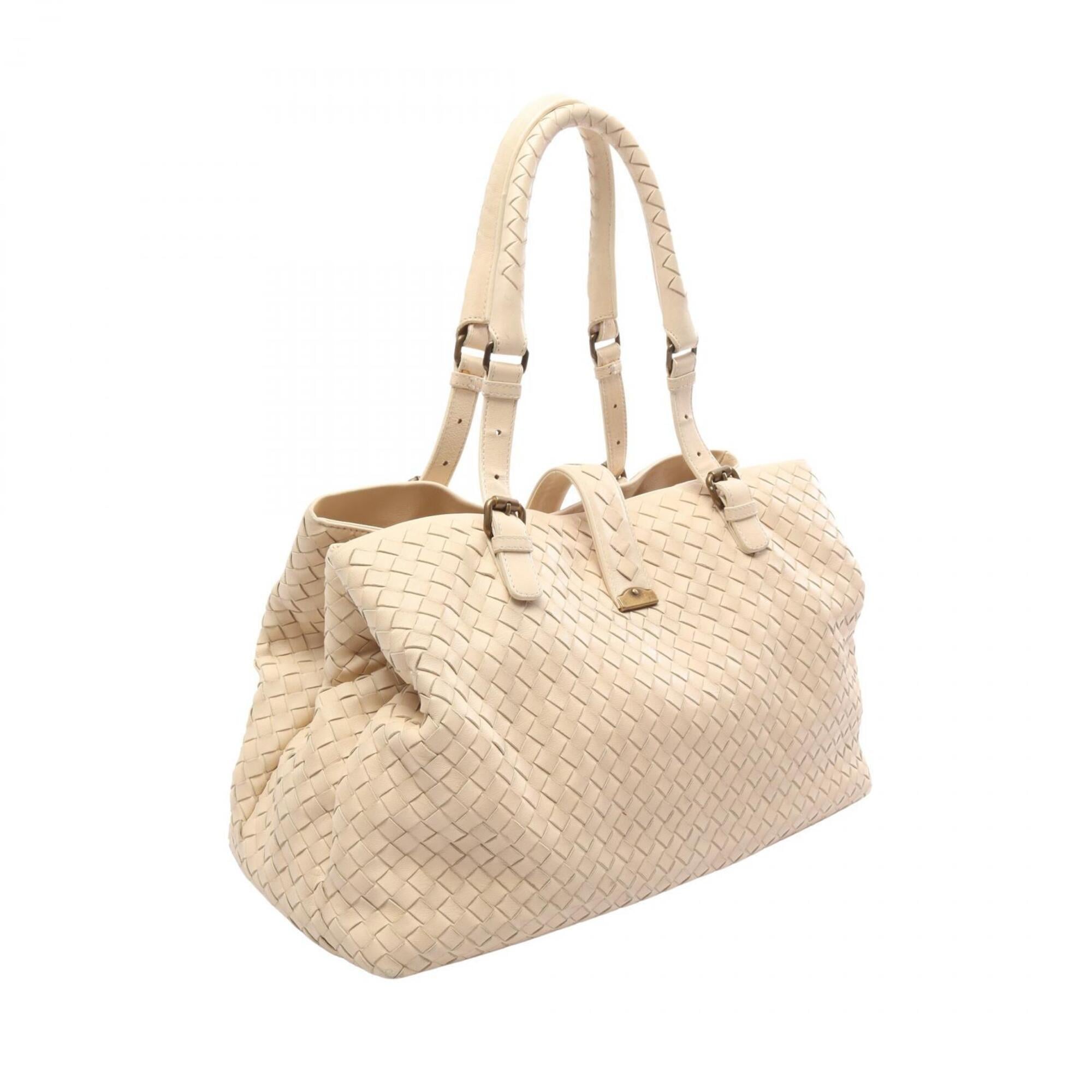 Bottega Veneta Intrecciato Beige Leather Handbag Tote Bag (Pre-Owned)