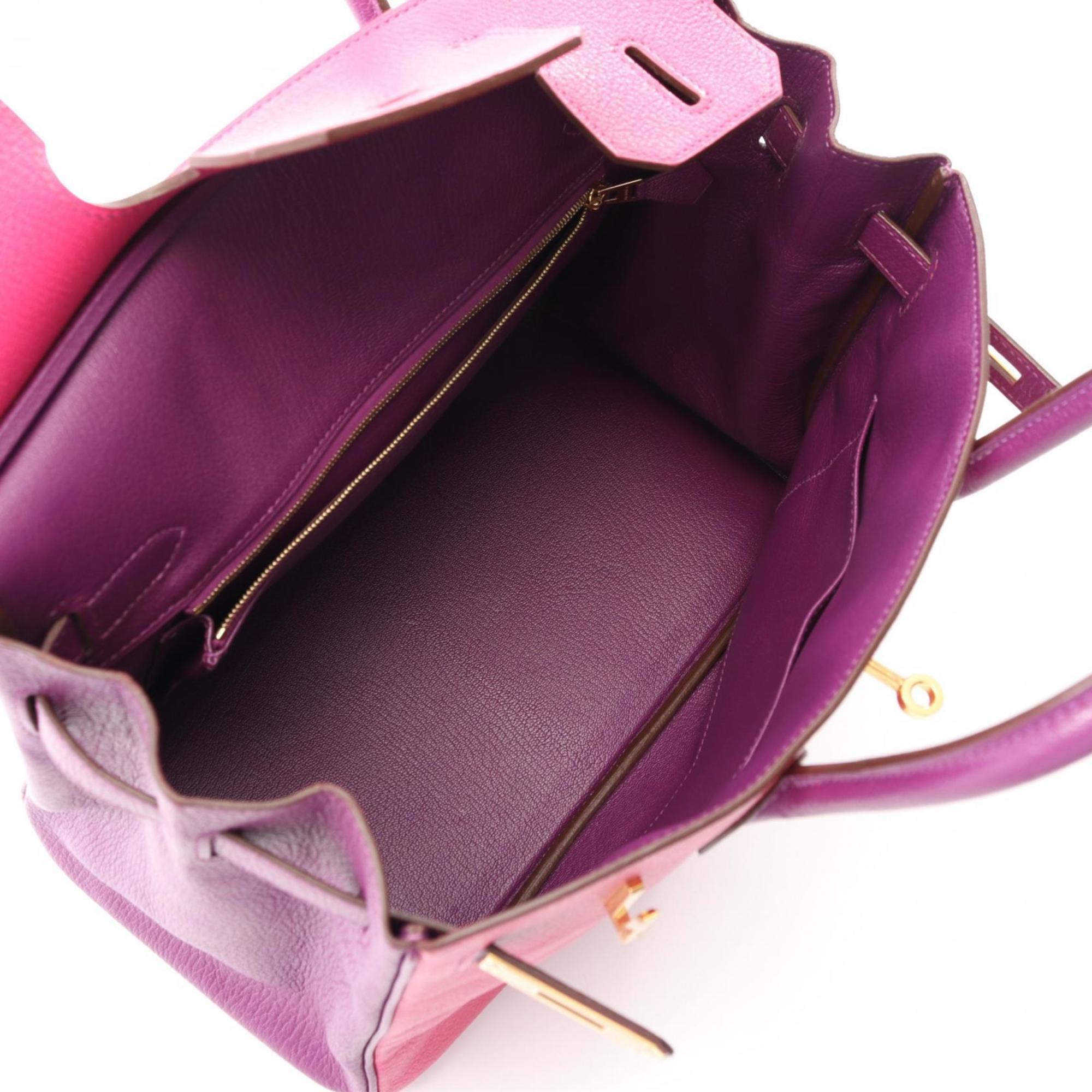 Hermes Birkin Anemone Pink Purple Rose Shocking Chevre Leather Handbag (Pre-Owned)