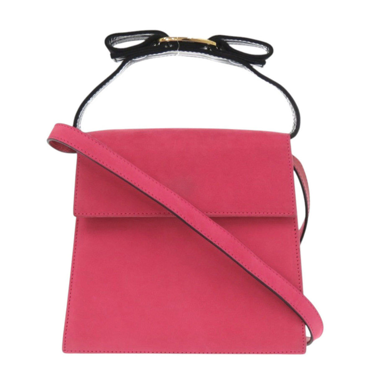 Salvatore Ferragamo Pink Suede Handbag Shoulder Bag (Pre-Owned)