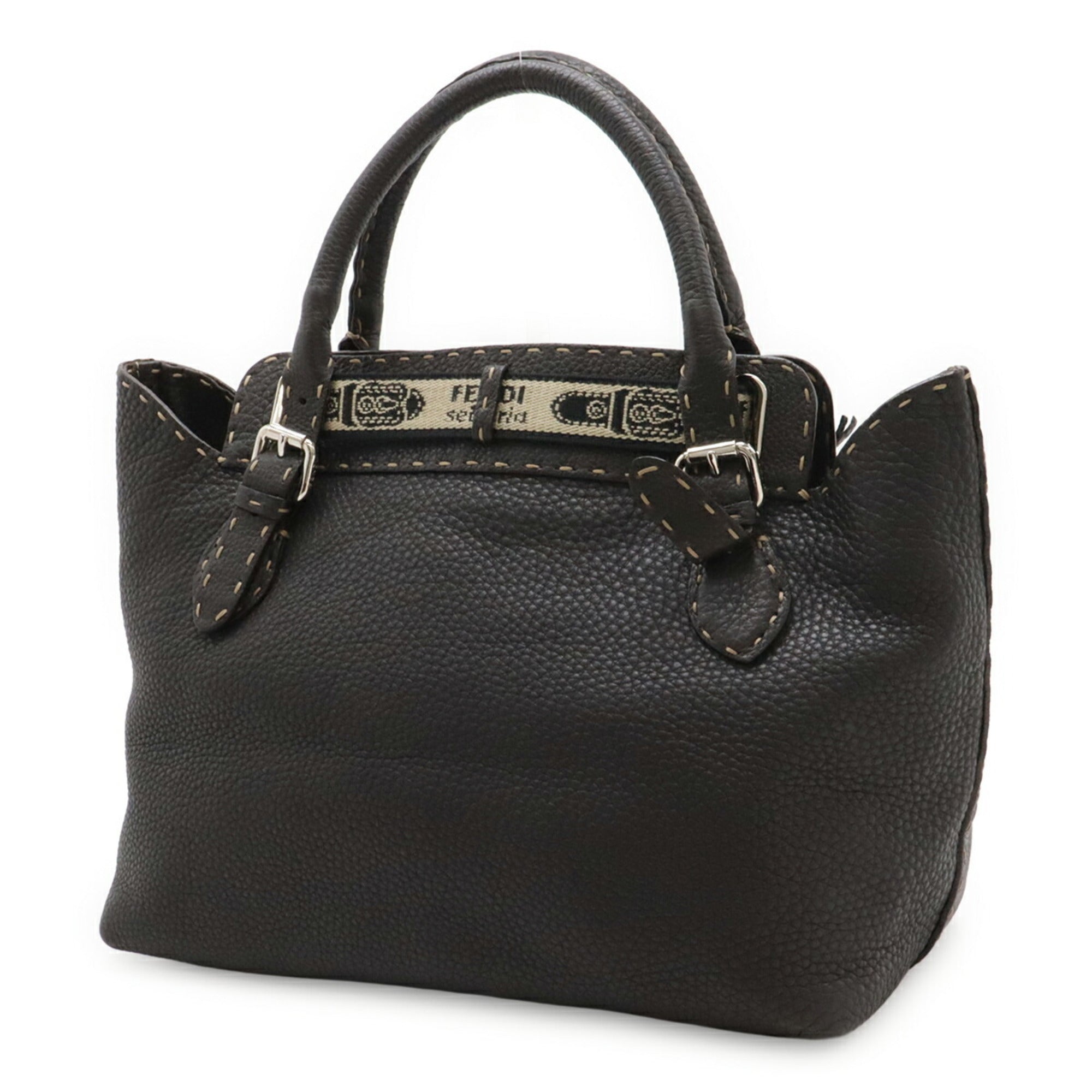 Fendi Selleria Dark Brown Leather Handbag (Pre-Owned)