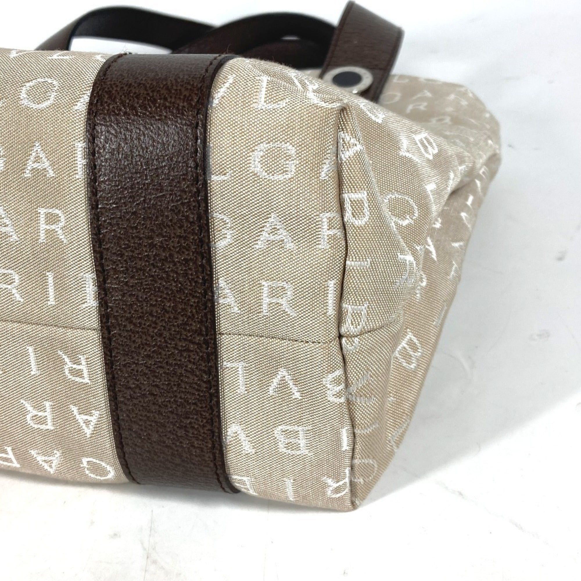 Bvlgari Beige Canvas Leather Shoulder Bag Tote Bag (Pre-Owned)