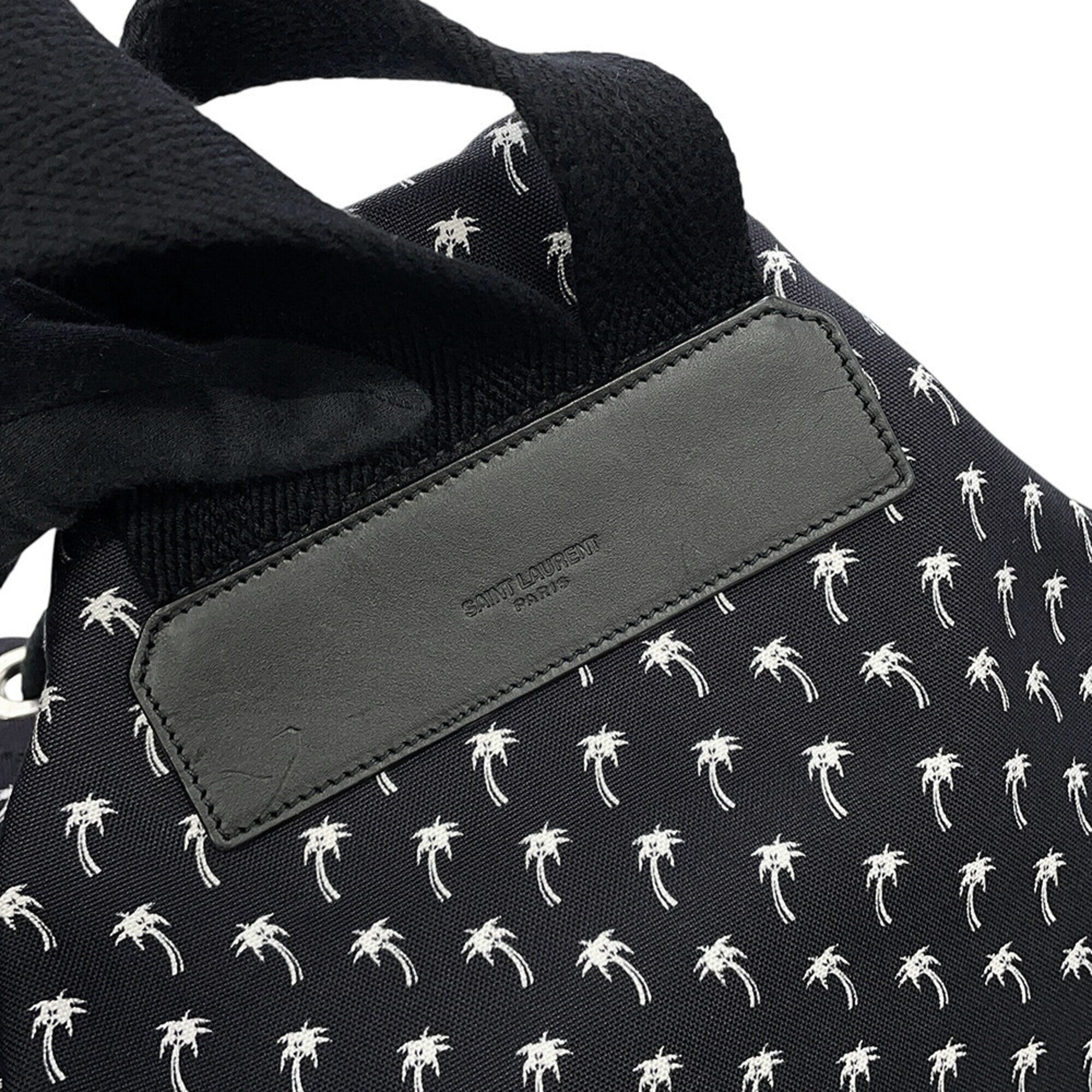 Yves Saint Laurent Black White Canvas Handbag Pouch Shoulder Bag (Pre-Owned)