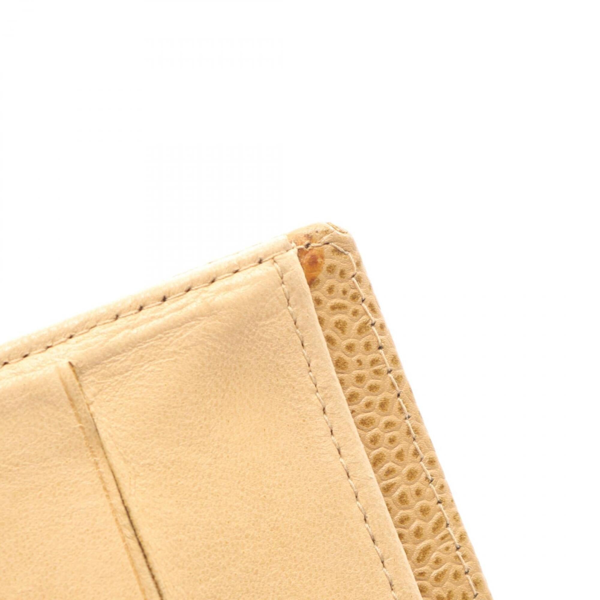 Chanel Beige Grained Calfskin Long Wallet (Bi-Fold) (Pre-Owned)