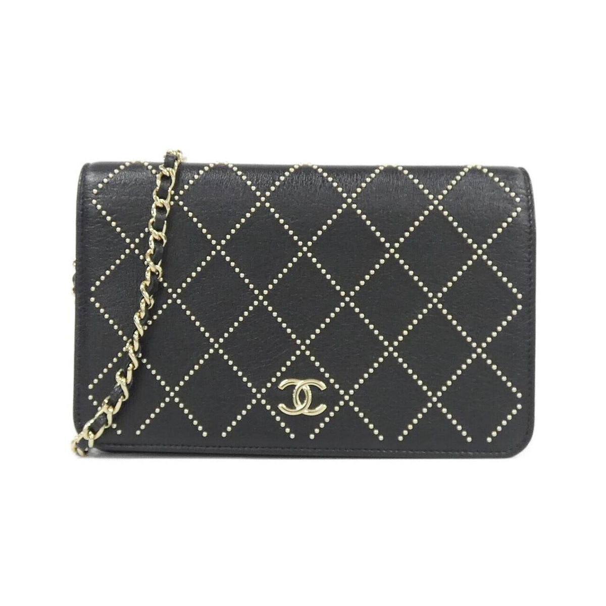 Chanel Black Leather Chain/Shoulder Wallet (Pre-Owned)