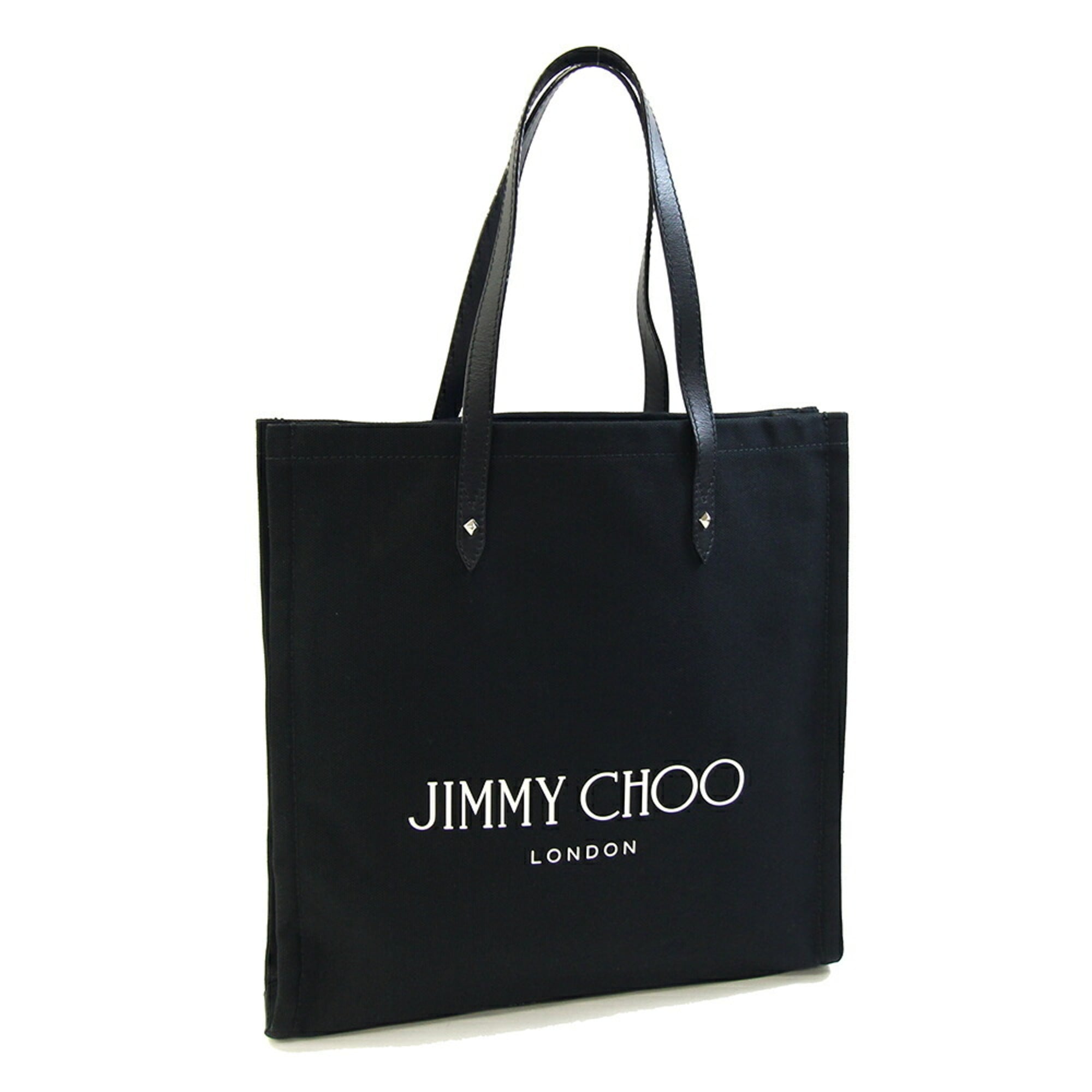 Jimmy Choo Black Canvas Leather Tote Bag (Pre-Owned)
