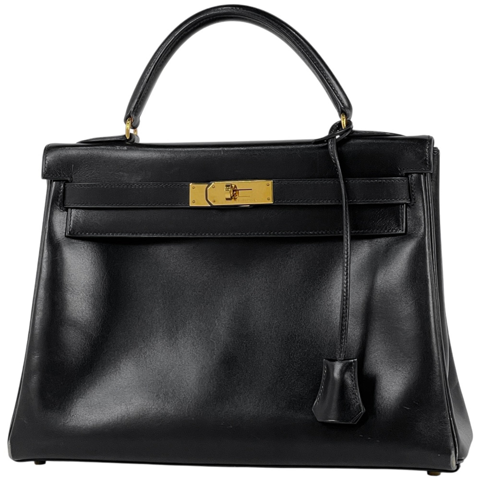 Hermes Black Box Calf Leather Handbag (Pre-Owned)