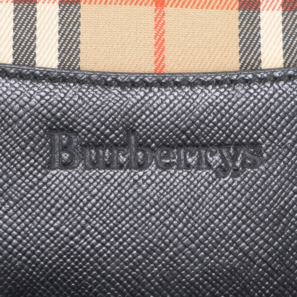 Burberry Beige Black Leather Canvas Handbag Shoulder Bag Tote Bag (Pre-Owned)