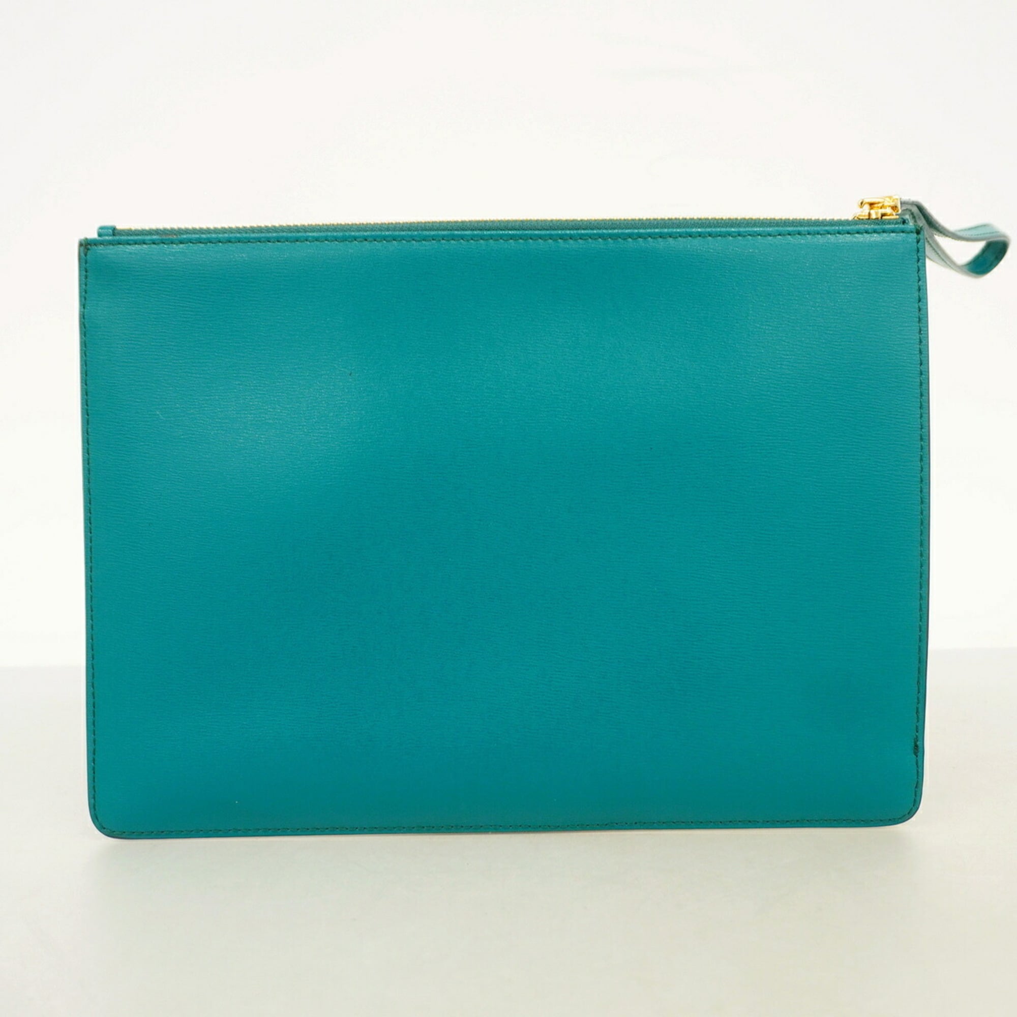 Salvatore Ferragamo Green Leather Clutch Bag (Pre-Owned)