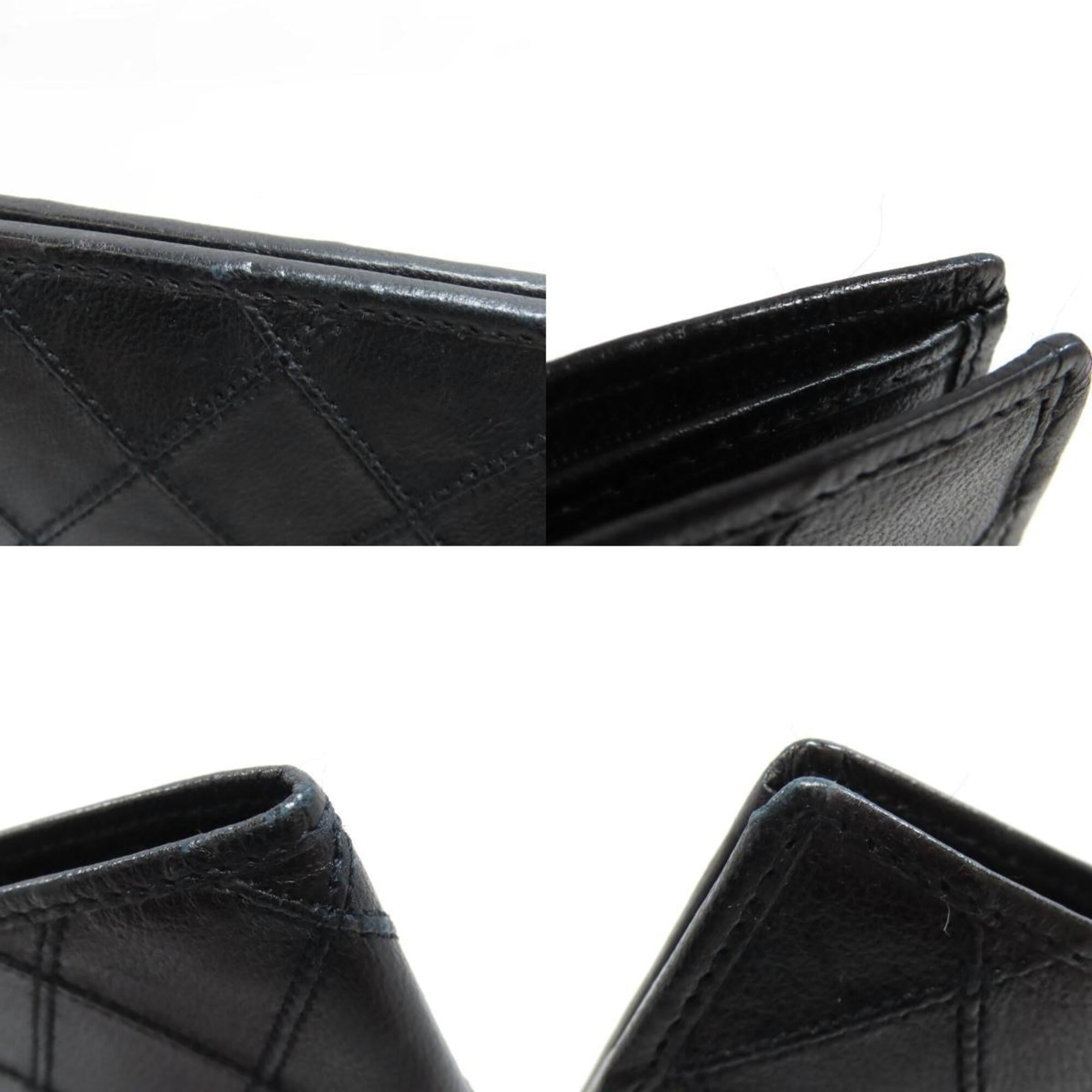 Chanel Black Leather Long Wallet (Bi-Fold) (Pre-Owned)