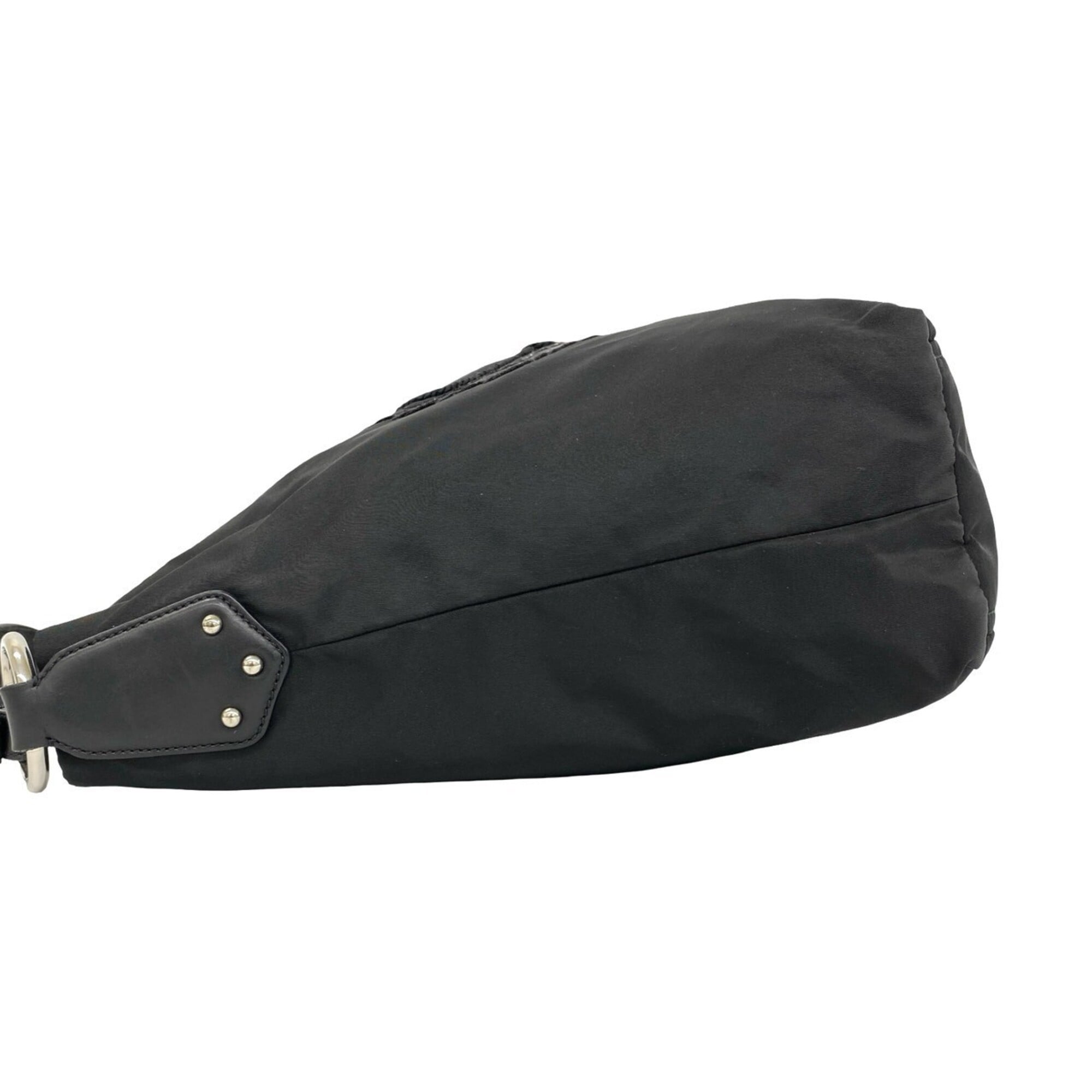 Prada Black Nylon Leather Boston Bag Shoulder Bag Tote Bag (Pre-Owned)