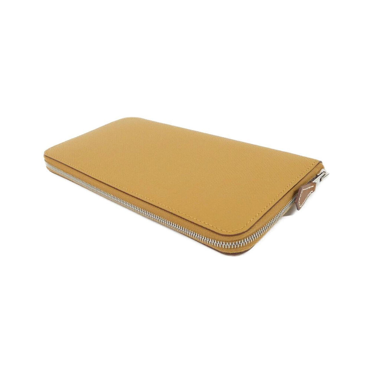 Hermes Brown Silk Epsom Leather Long Wallet (Bi-Fold) (Pre-Owned)