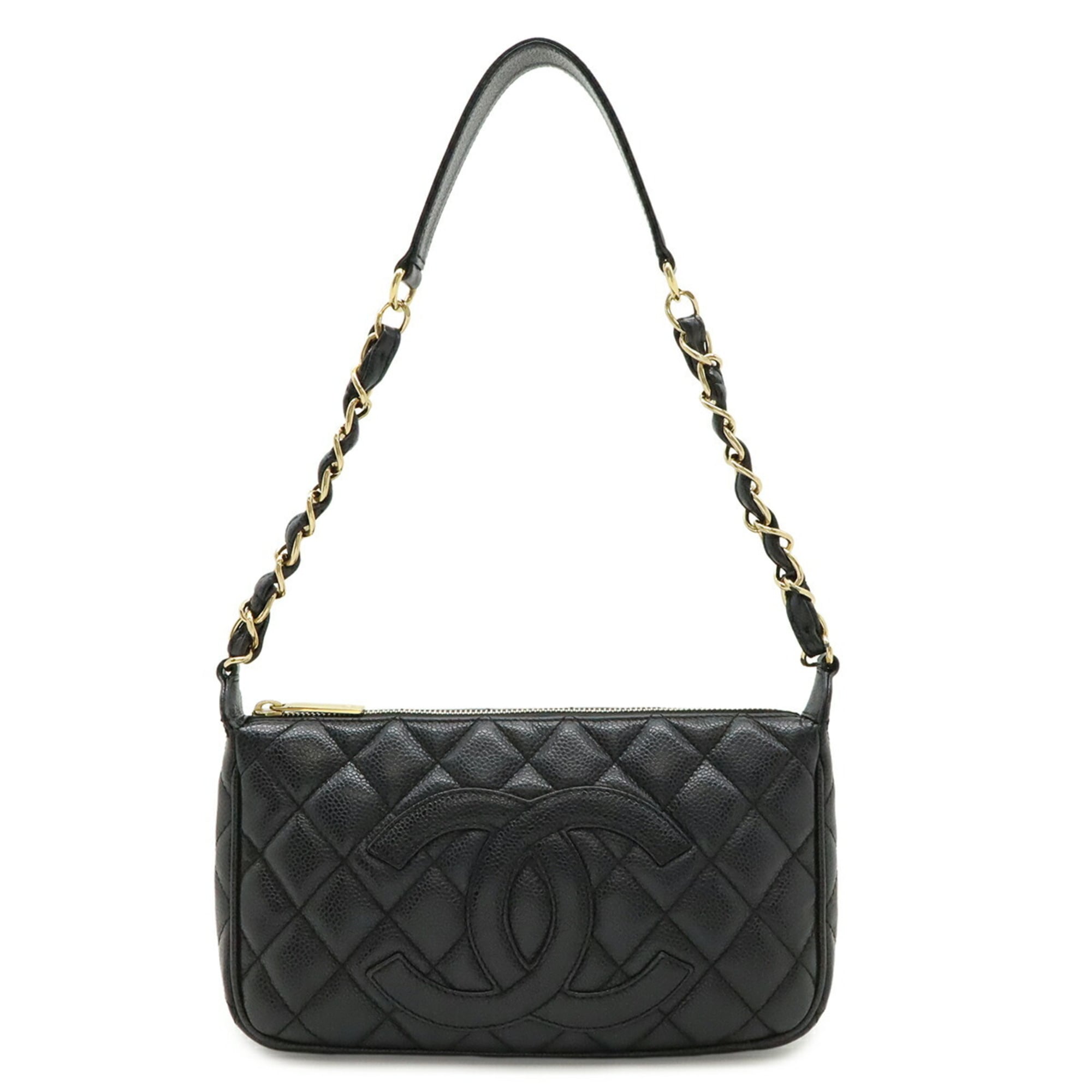 Chanel Matelasse Black Grained Calfskin Shoulder Bag (Pre-Owned)