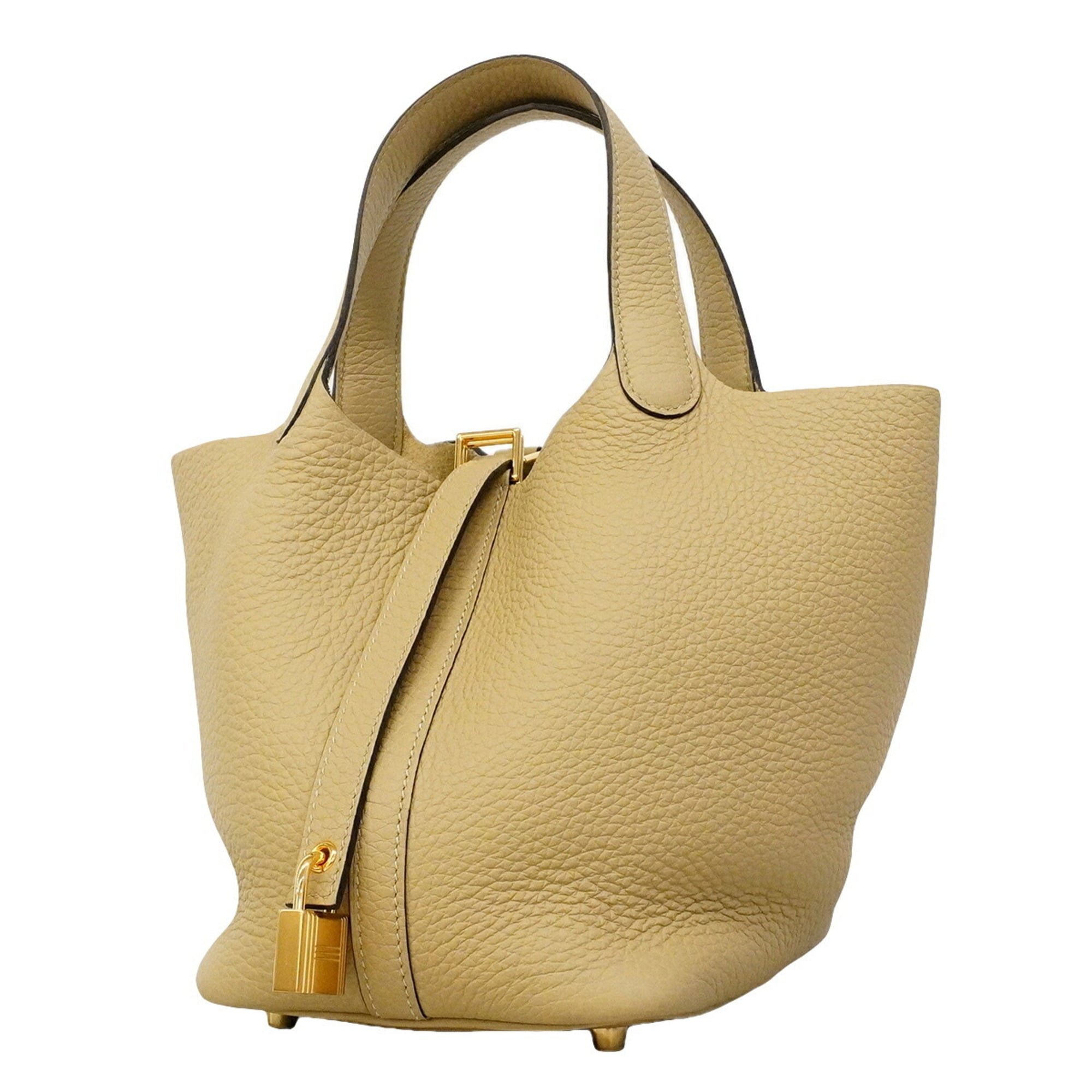 Hermes Beige Taurillon Clemence Leather Handbag (Pre-Owned)