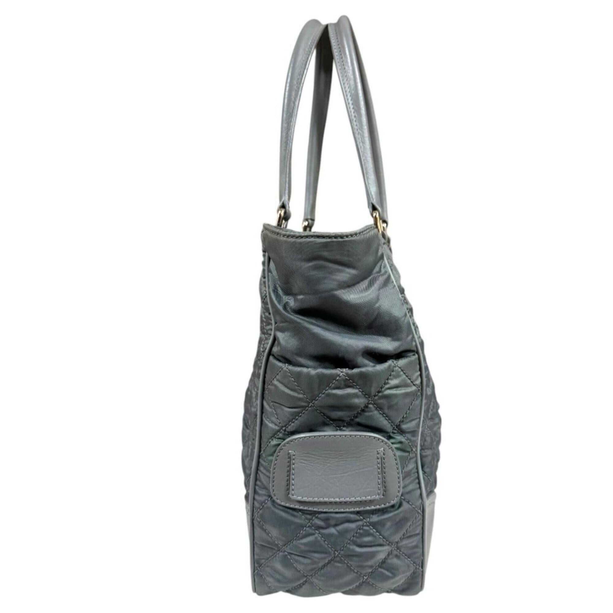 Chanel Gray Nylon Leather Tote Bag (Pre-Owned)