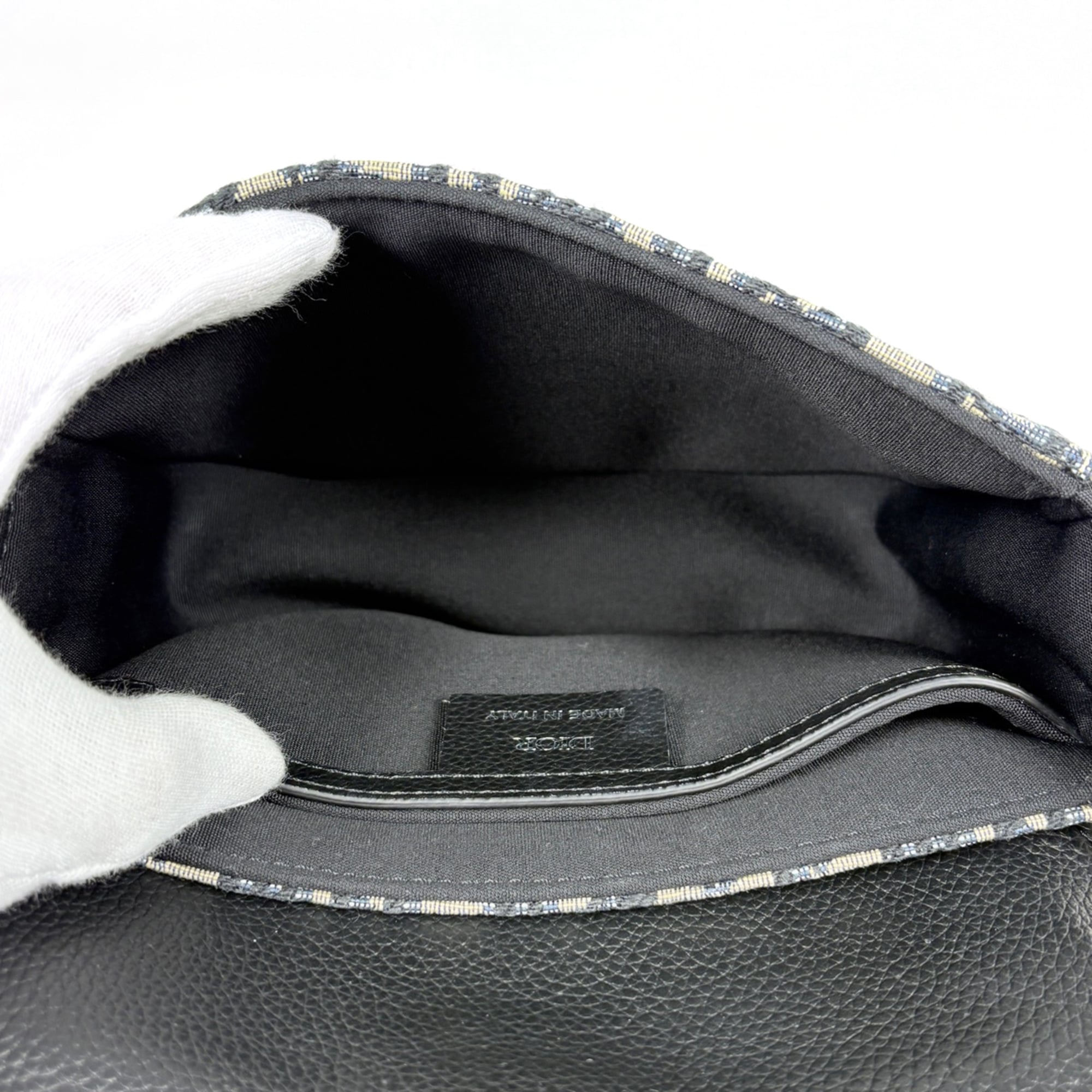 Christian Dior Trotter Beige Black Leather Cotton Fabric Messenger Bag Shoulder Bag (Pre-Owned)
