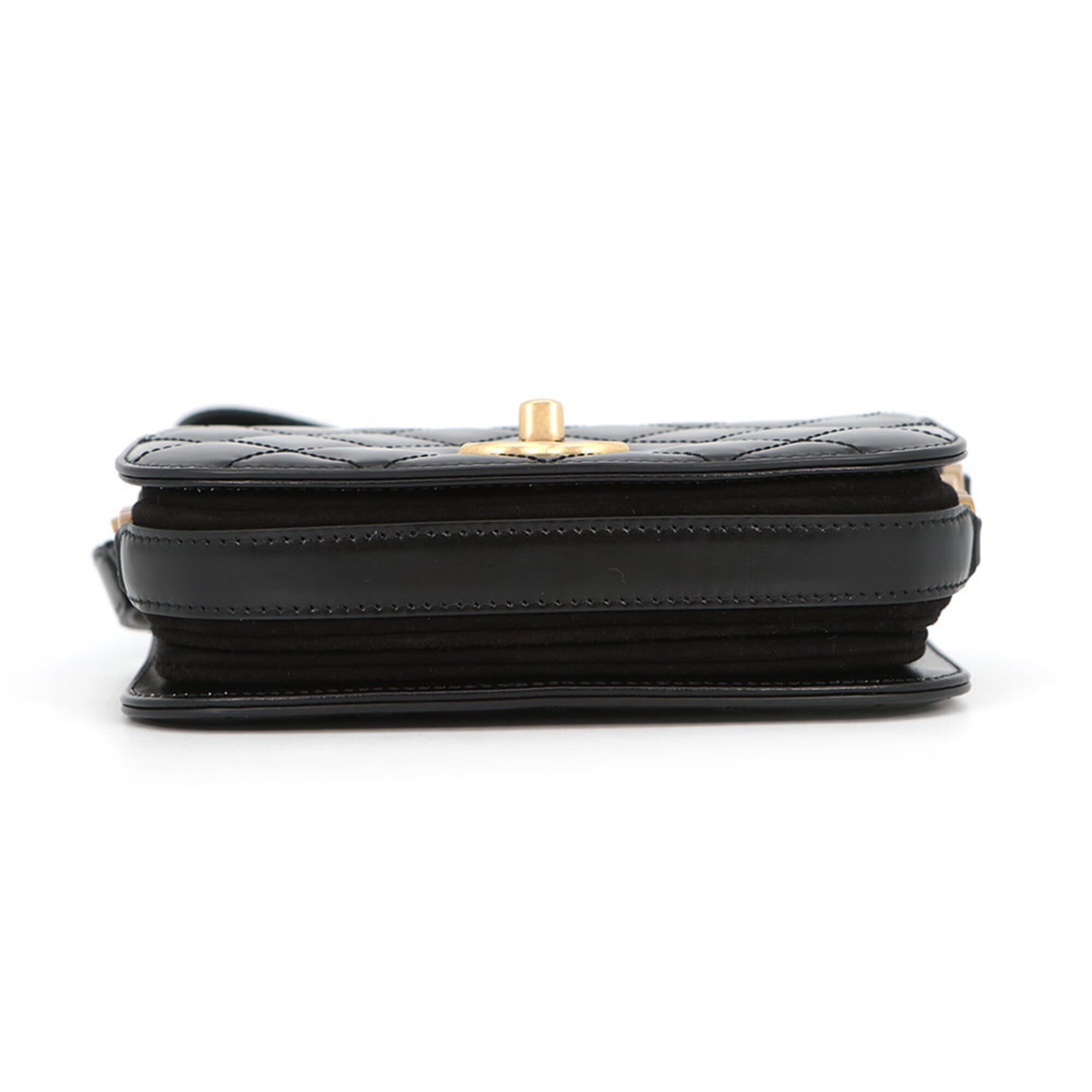 Chanel Black Suede Leather Shoulder Bag (Pre-Owned)