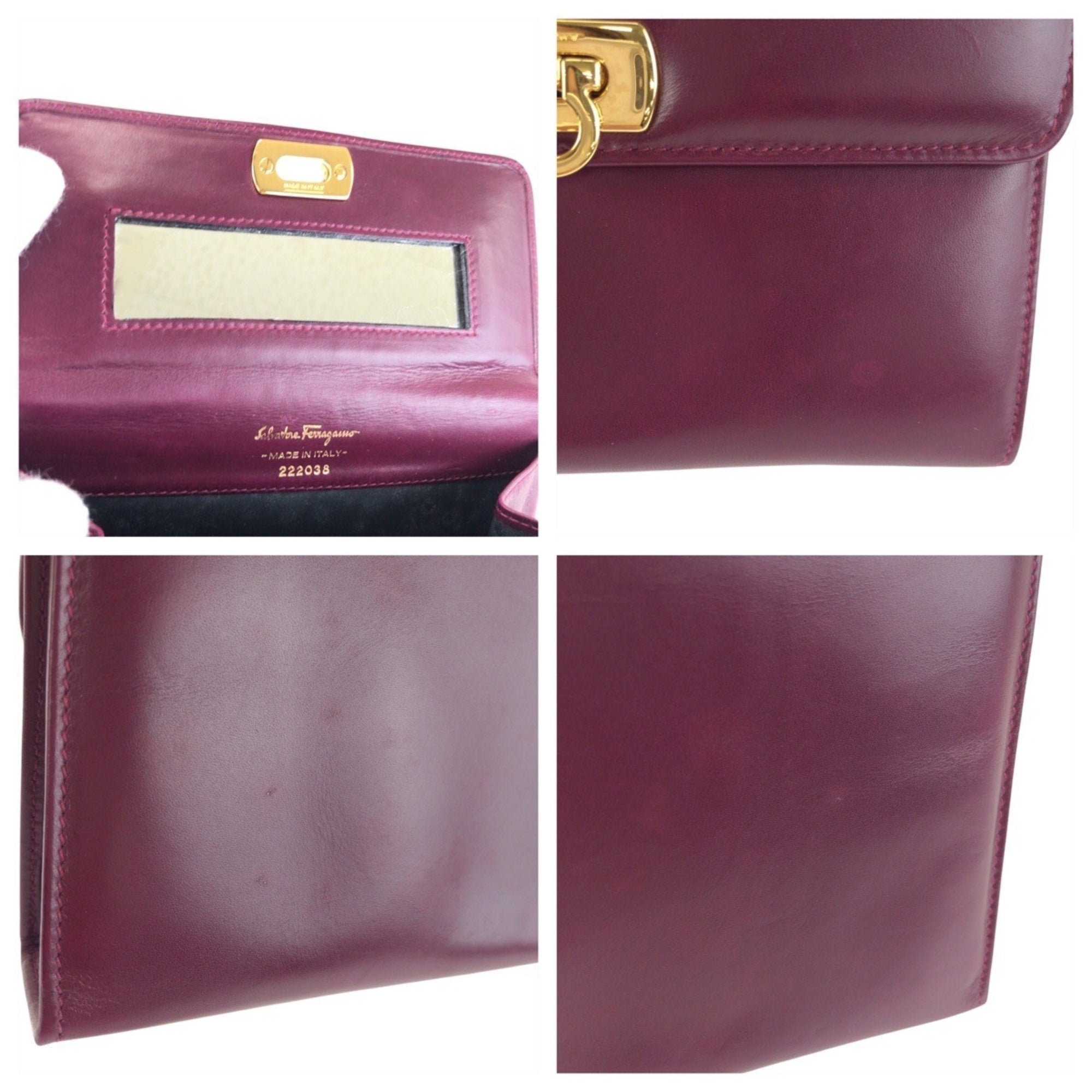 Salvatore Ferragamo Purple Leather Clutch Bag Pouch (Pre-Owned)