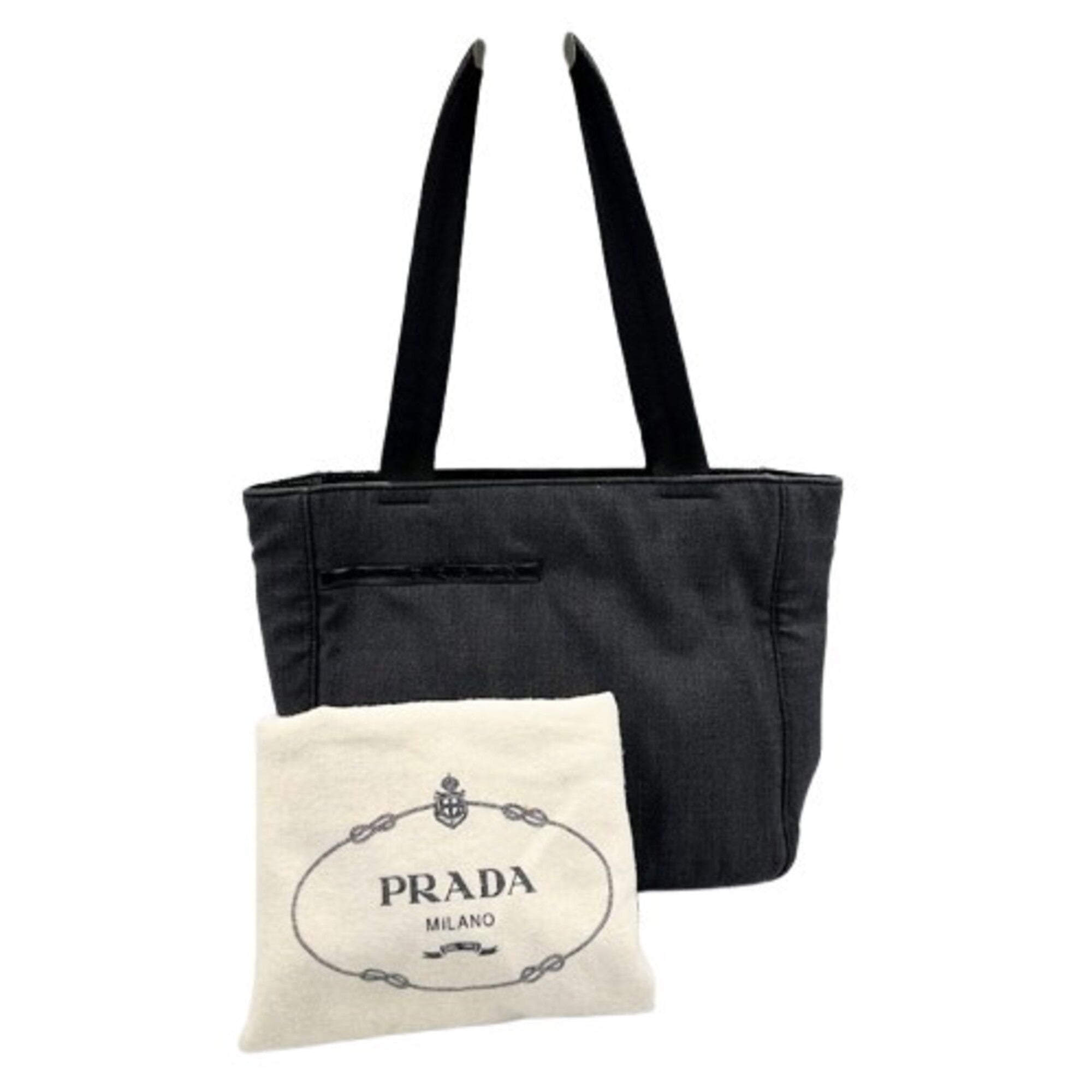 Pradasports Gray Denim Handbag (Pre-Owned)