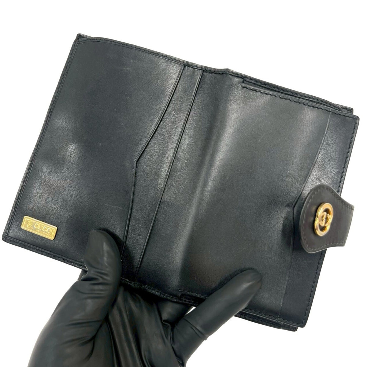 Gucci Black Green Red Color Pvc Leather Wallet (Bi-Fold) (Pre-Owned)