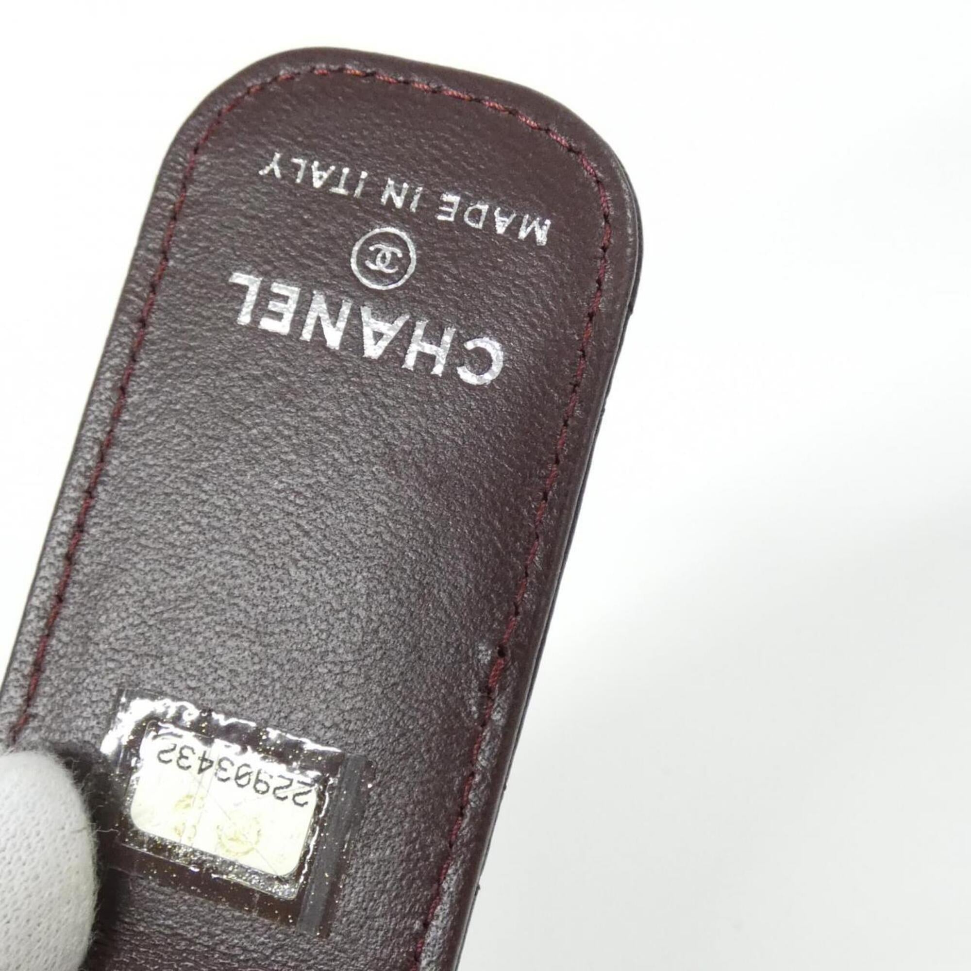 Chanel Black Bordeaux Leather Money Clip (Pre-Owned)