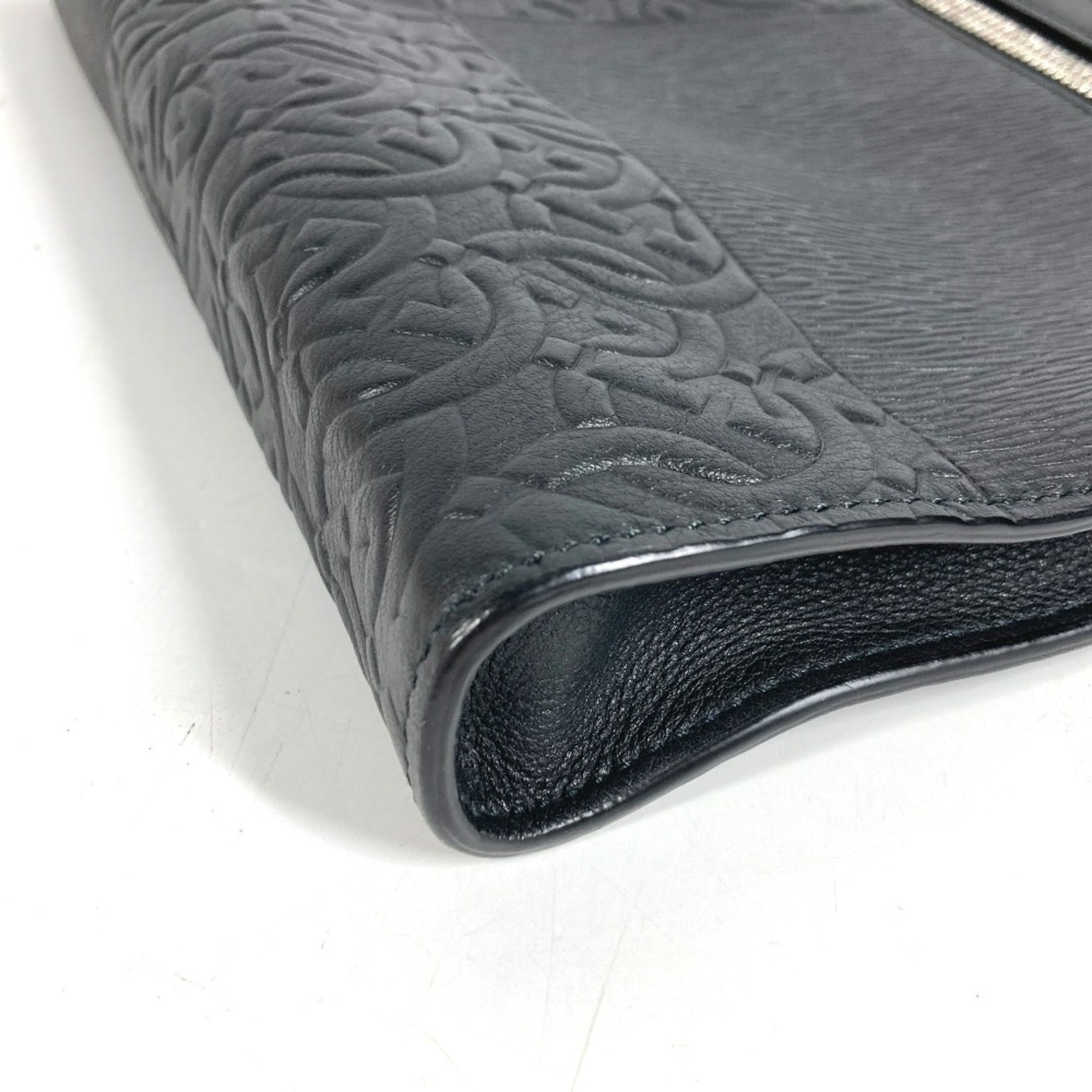 Salvatore Ferragamo Black Leather Clutch Bag Pouch (Pre-Owned)