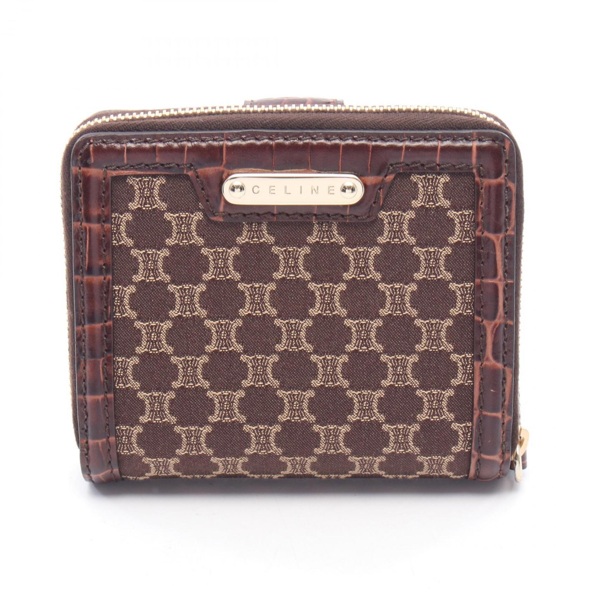 Celine Brown Canvas Leather Wallet (Bi-Fold) (Pre-Owned)
