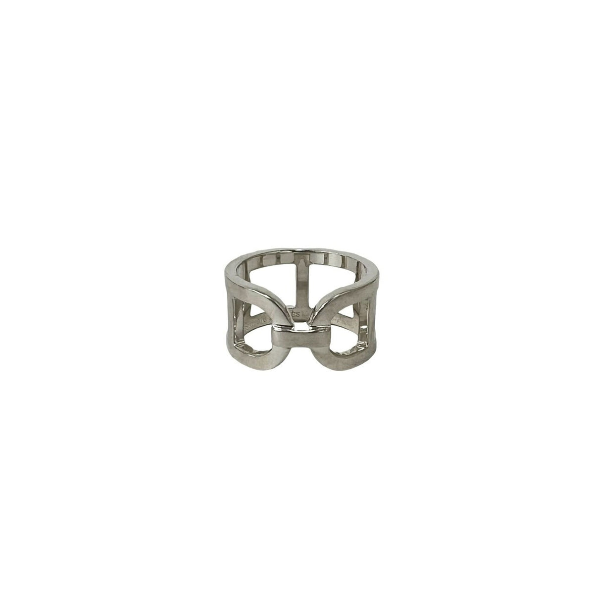 Hermes Silver Silver 925 Band Ring (Pre-Owned)