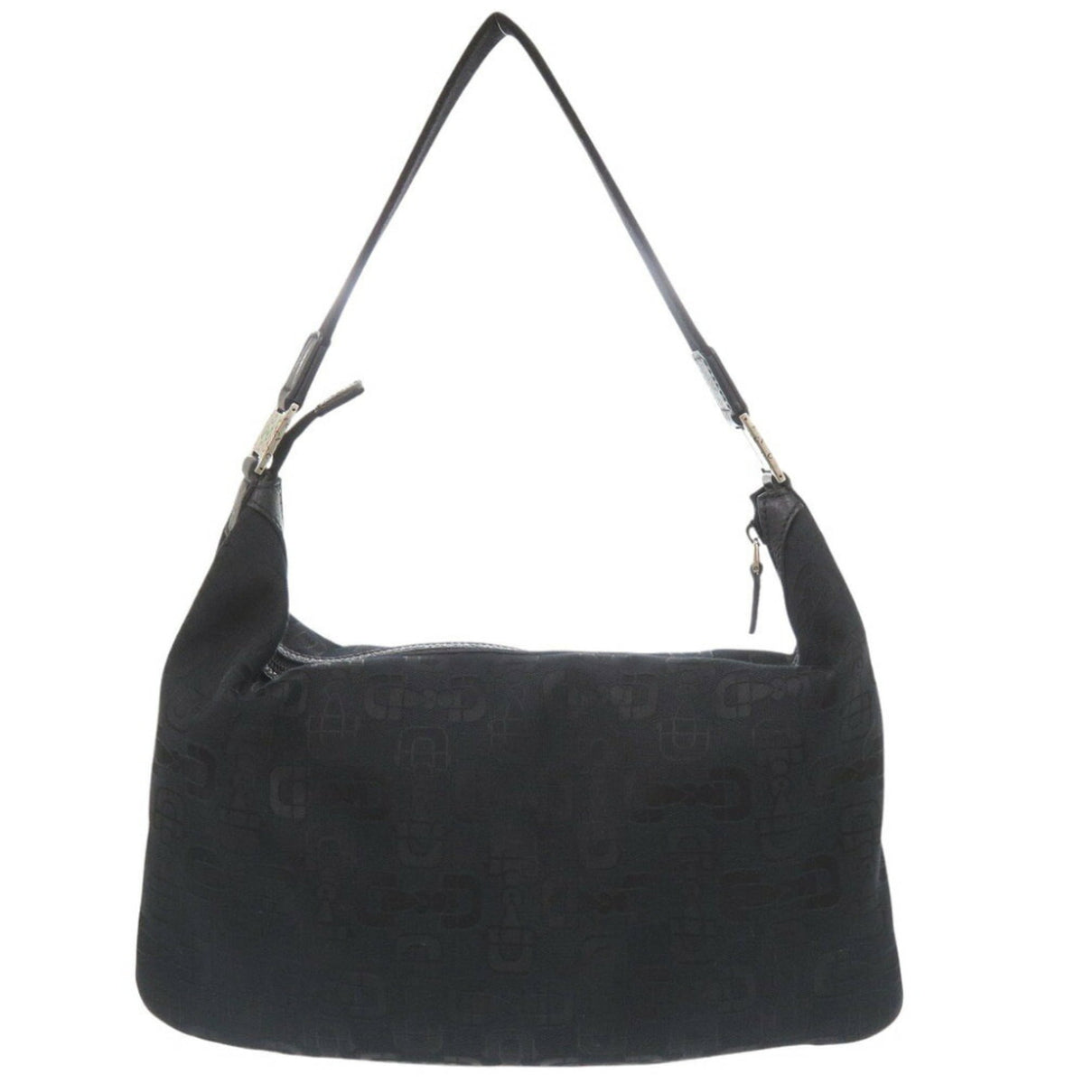 Gucci Horsebit Black Canvas Shoulder Bag (Pre-Owned)