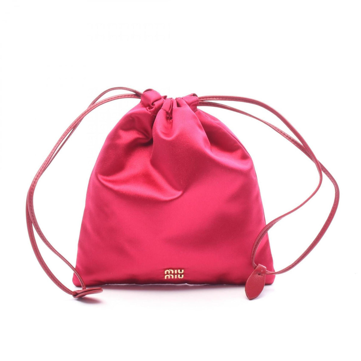 Miu Miu Red Color Silk Leather Pouch (Pre-Owned)