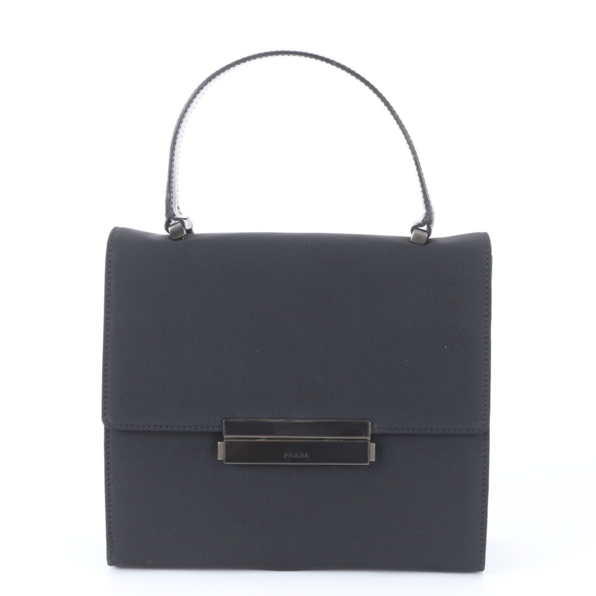 Prada Black Nylon Leather Handbag Tote Bag (Pre-Owned)